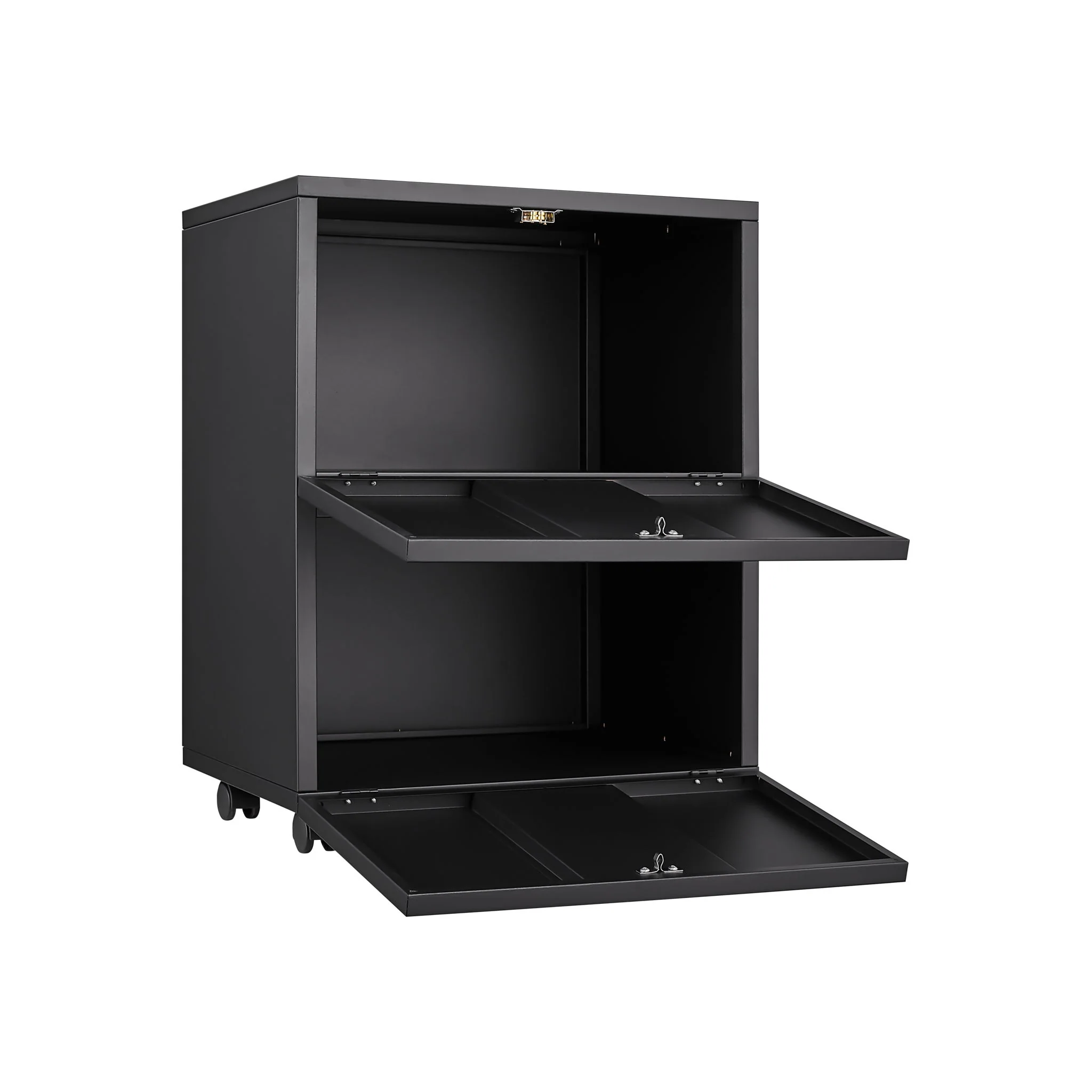Office Furniture Copier Cabinet 2 Door Steel Copier Stand Mobile Pedestal File Printer Stand - Black - Image 9