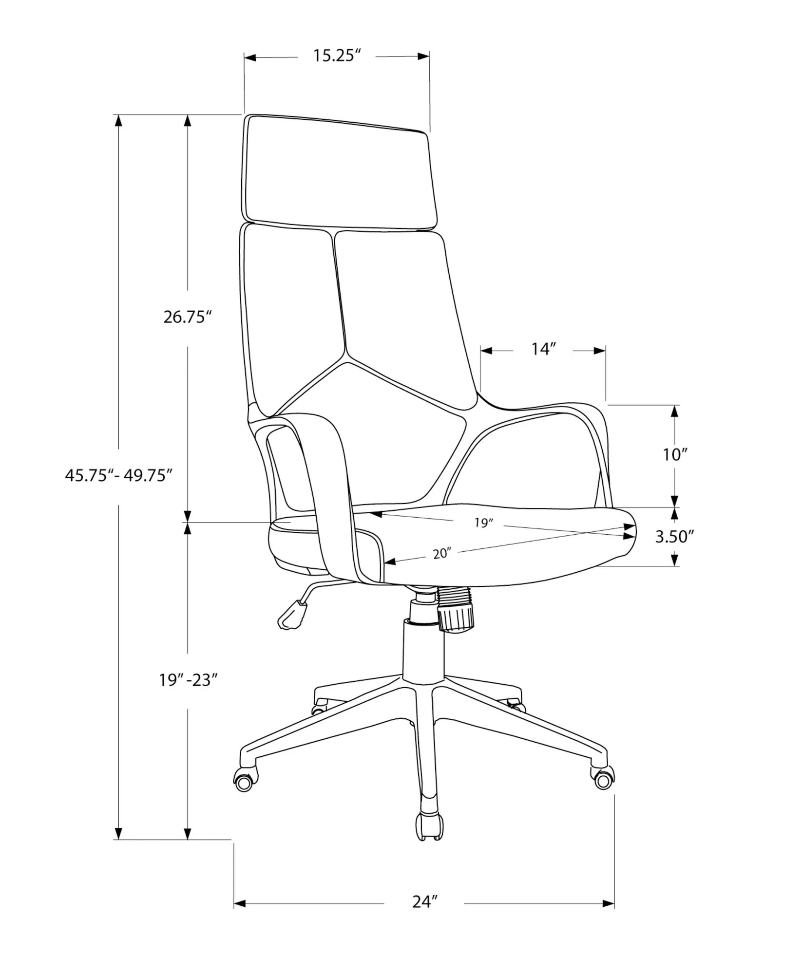 Office Swivel Chair, Adjustable Height, Ergonomic, Armrests, Contemporary & Modern - Image 7