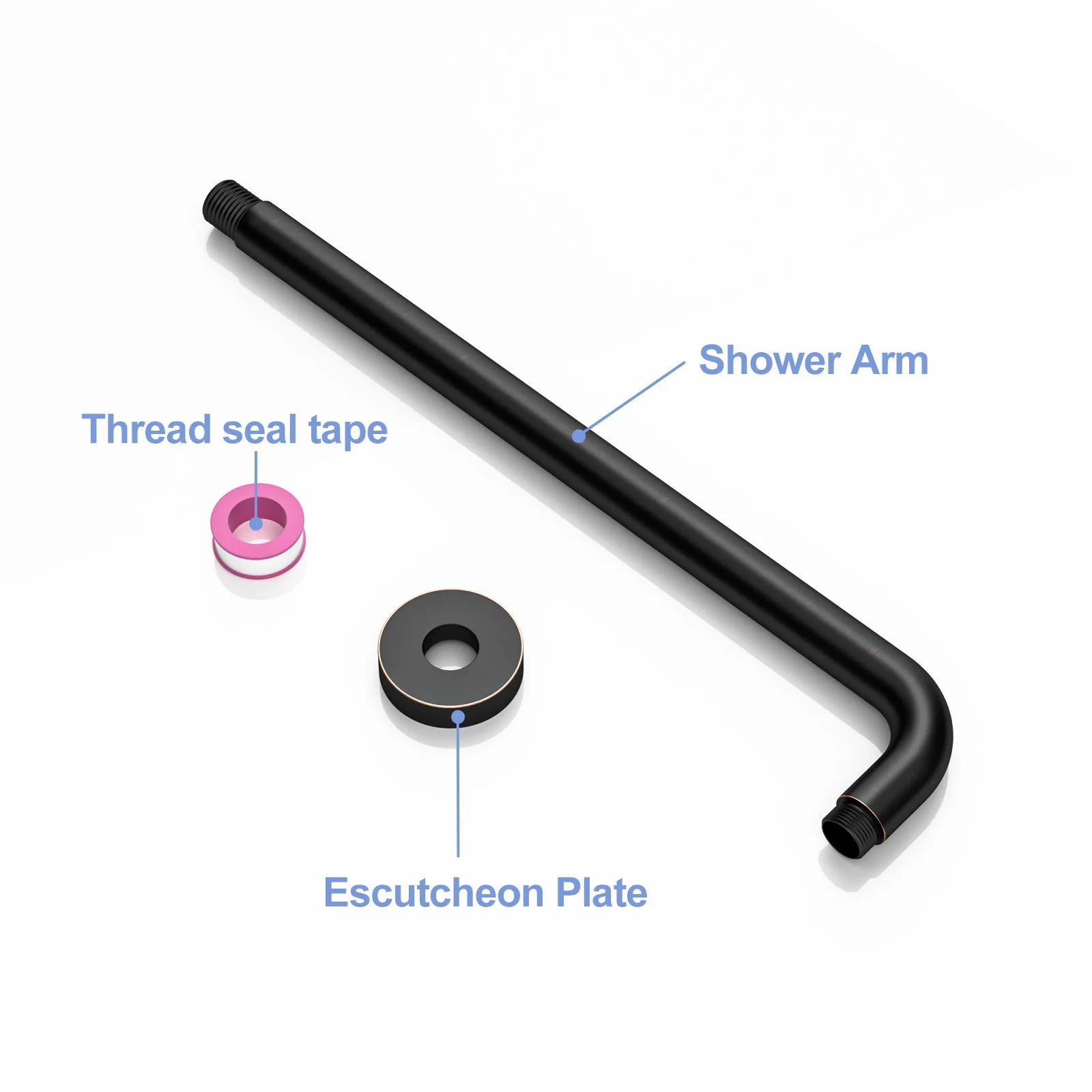 Oil Rubbed Bronze 16" Shower Arm With Flange, Stainless Steel, For Rain Shower Heads - Oil-Rubbed Bronze - Image 2
