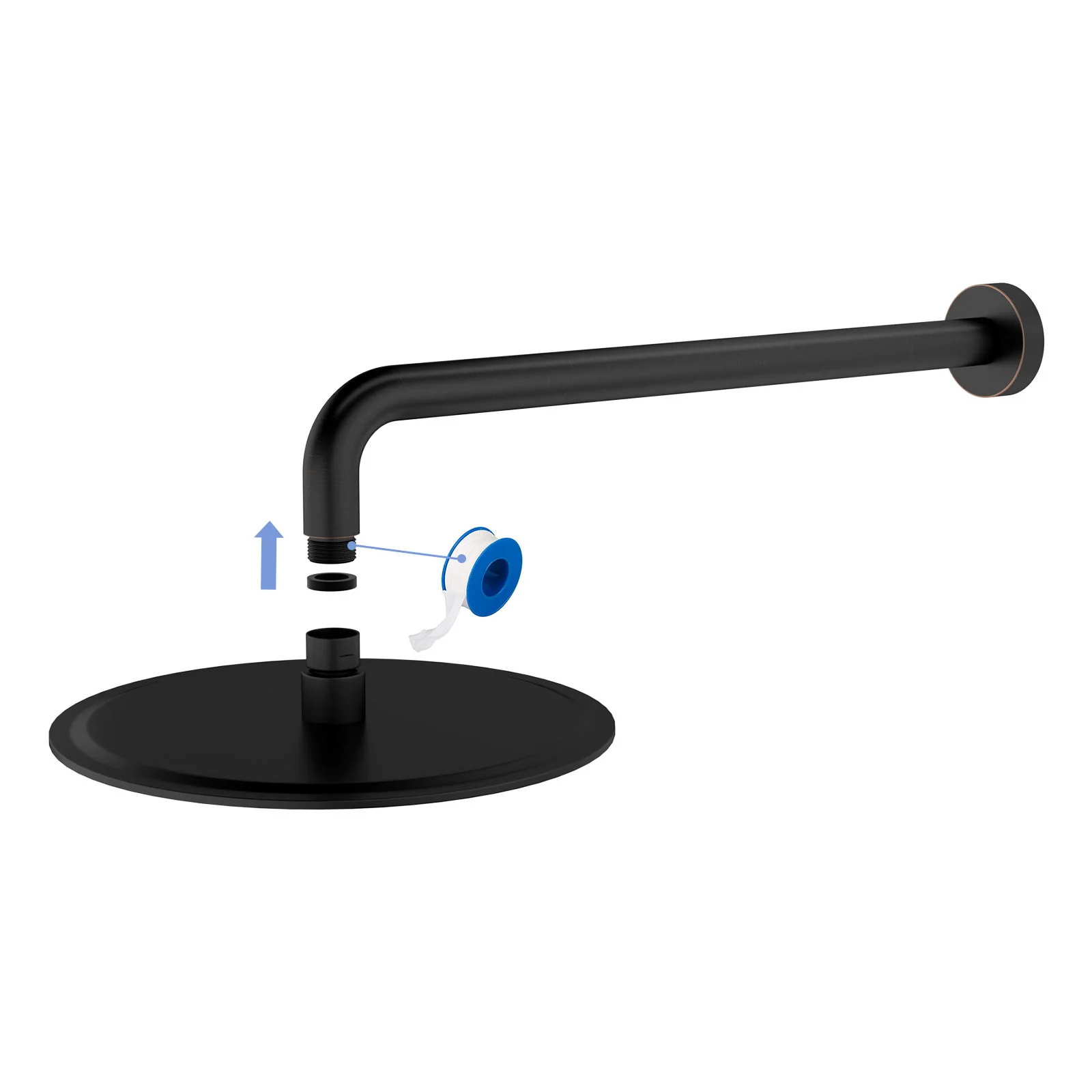 Oil Rubbed Bronze 16" Shower Arm With Flange, Stainless Steel, For Rain Shower Heads - Oil-Rubbed Bronze - Image 5