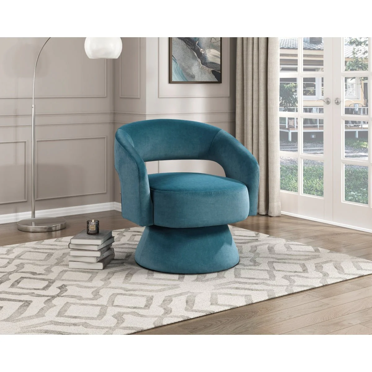 Okak 360° Velvet Swivel Accent Chair - Image 12