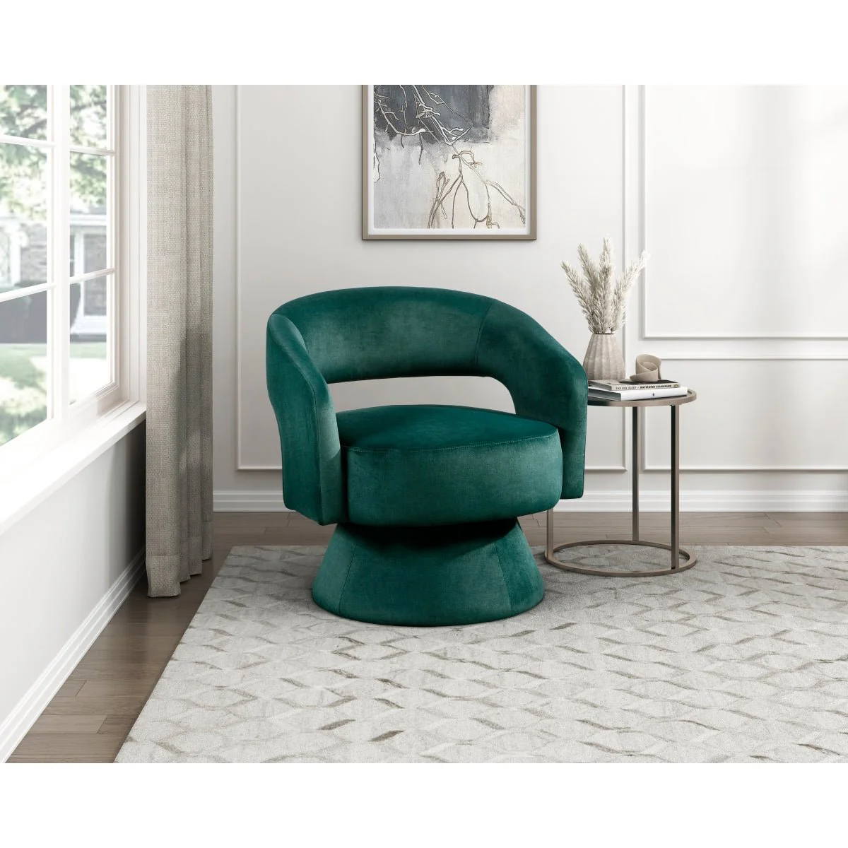 Okak 360° Velvet Swivel Accent Chair - Image 7