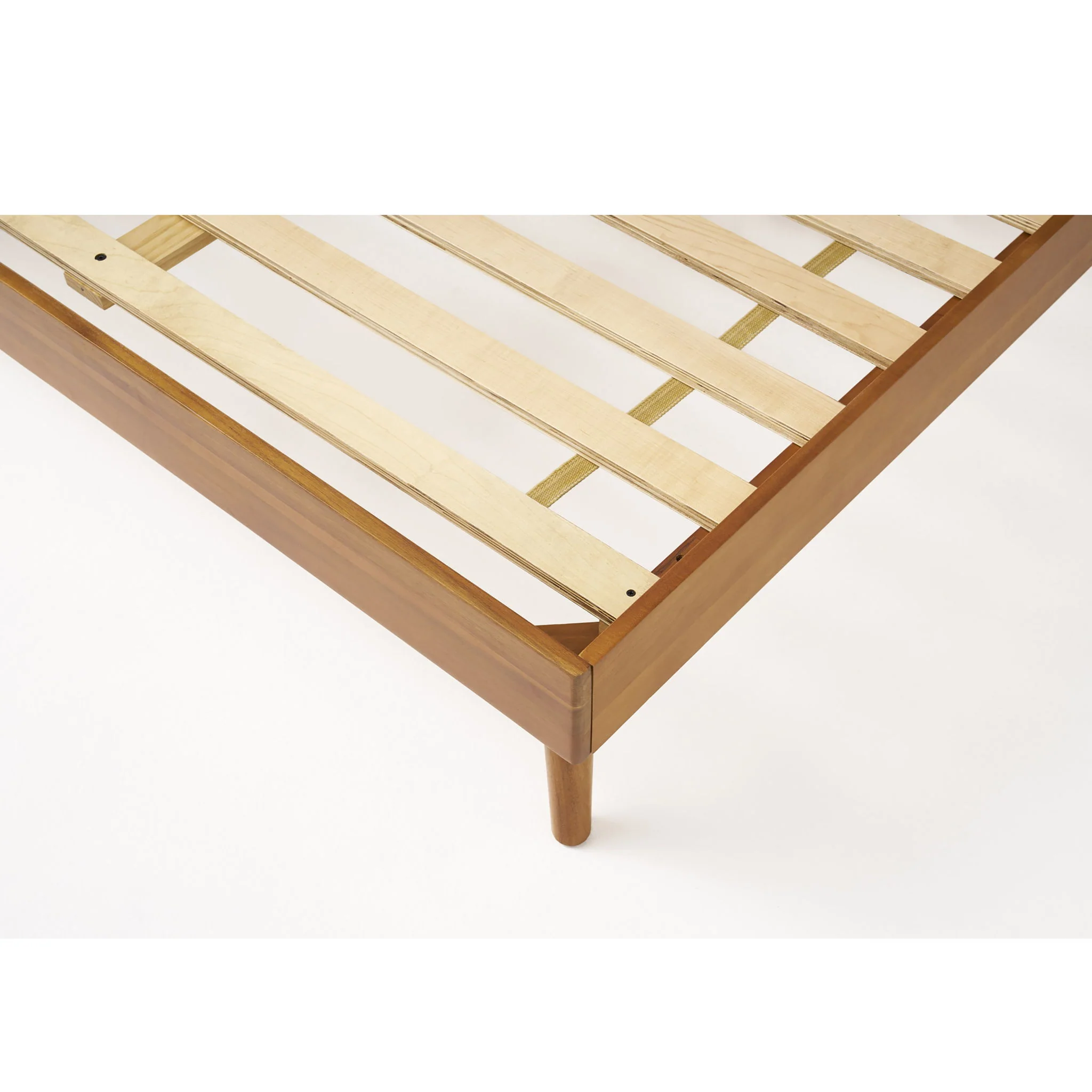 Okioki - Mid-Century Natural Stained Solid Acacia Wood Bed - Image 9