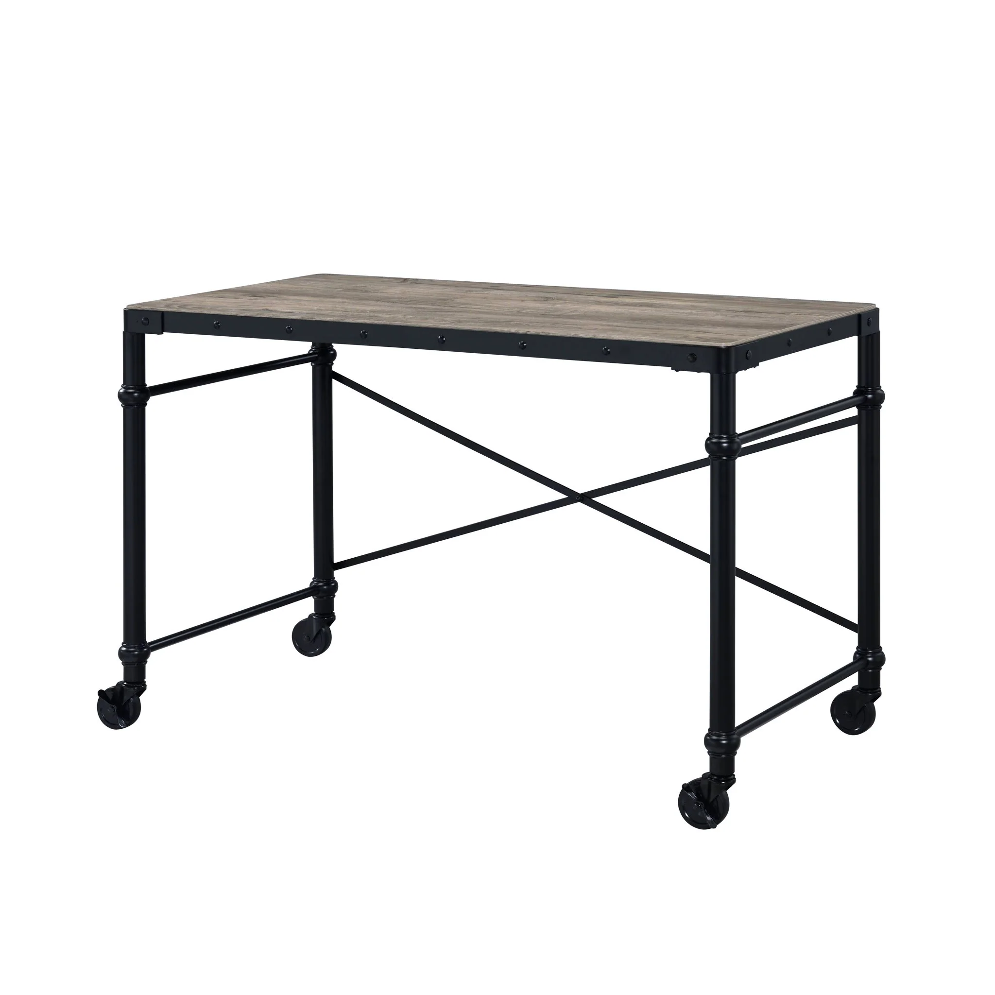 Oklarth - Rustic Writing Desk - Black / Oak - Image 2