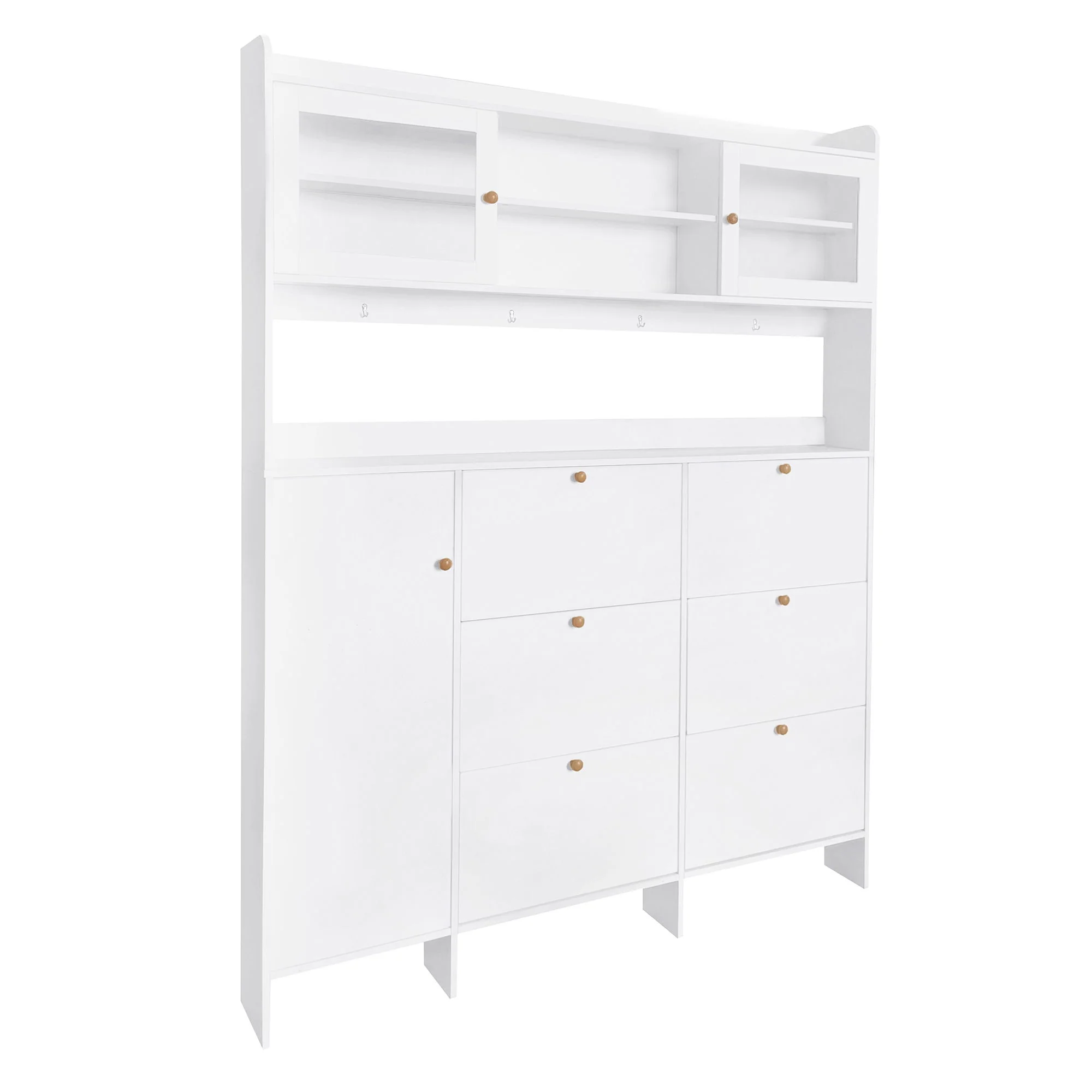 On Trend Multifunctional Tipping Bucket Shoe Cabinet With Storage Shelf & 6 Flip Drawers - Image 2