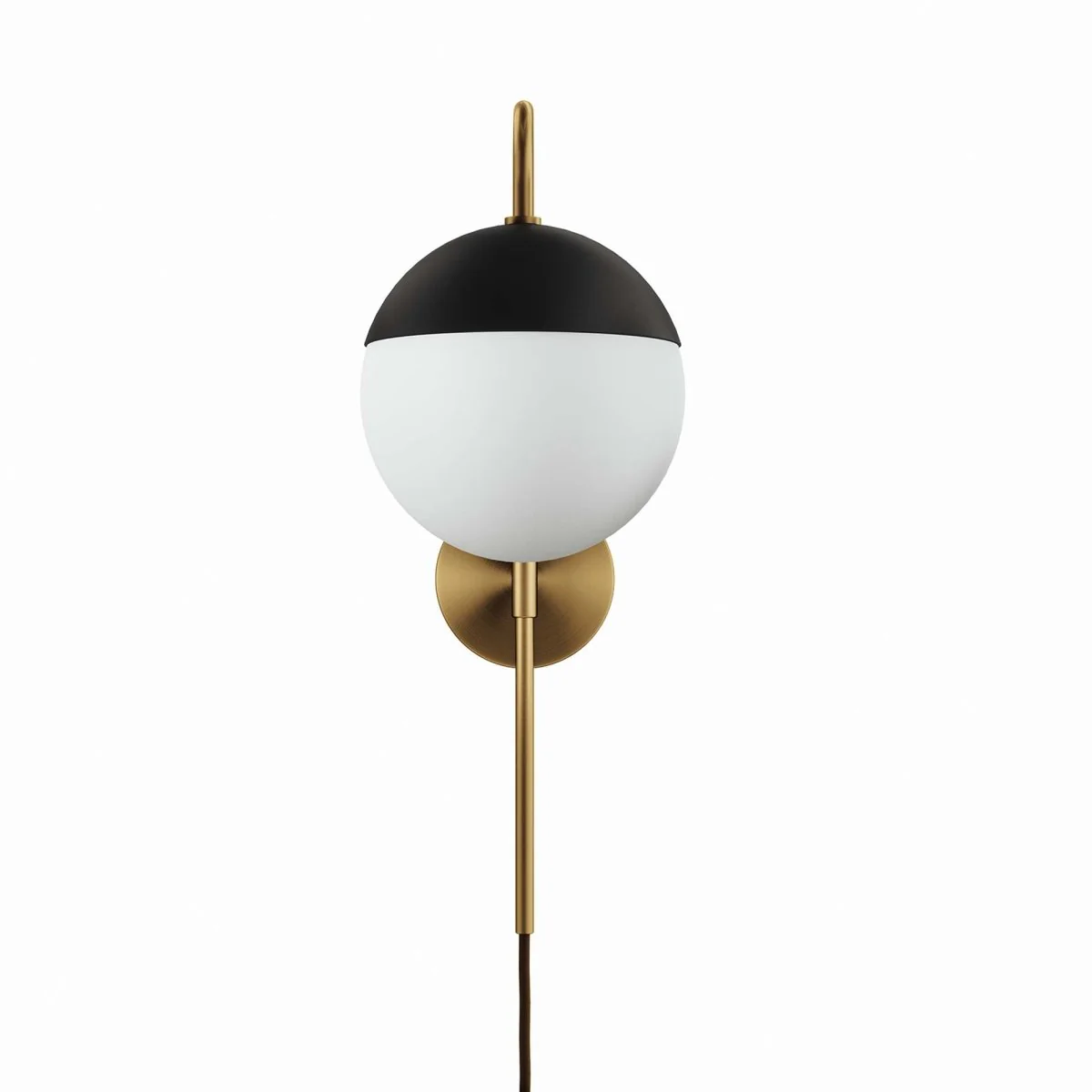 1-Light Opal Glass Globe Wall Sconce – Satin Brass - Image 7