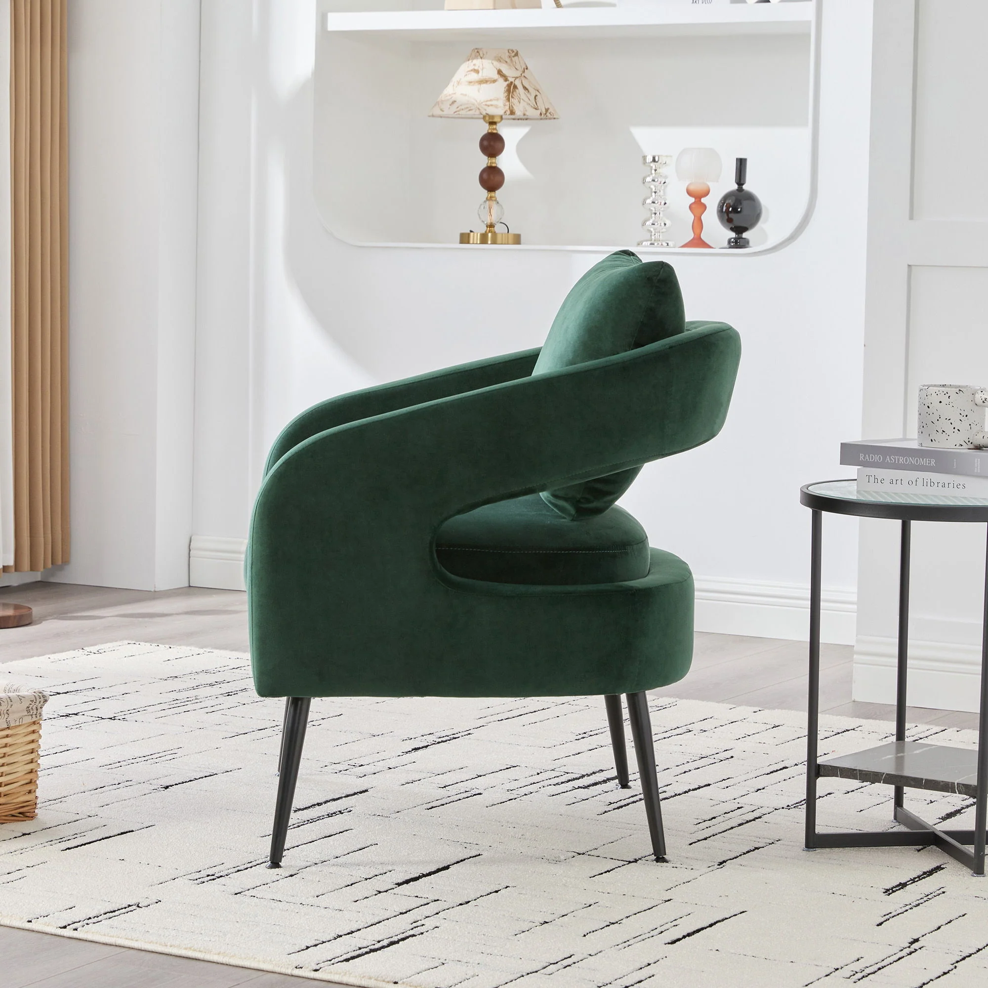 Open Back Accent Chair, Round Sofa Lounge Armchair - Image 10