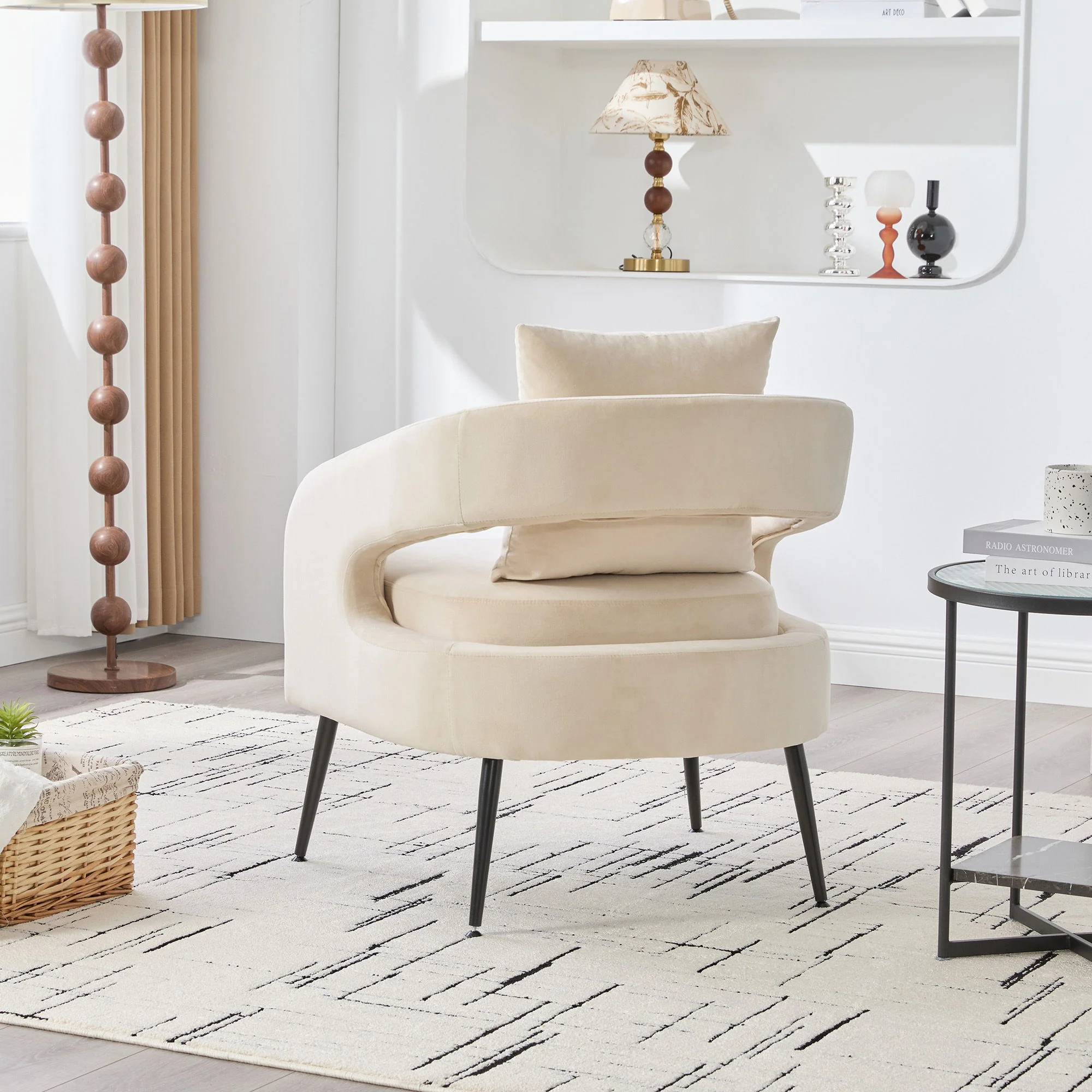 Open Back Accent Chair, Round Sofa Lounge Armchair - Image 16