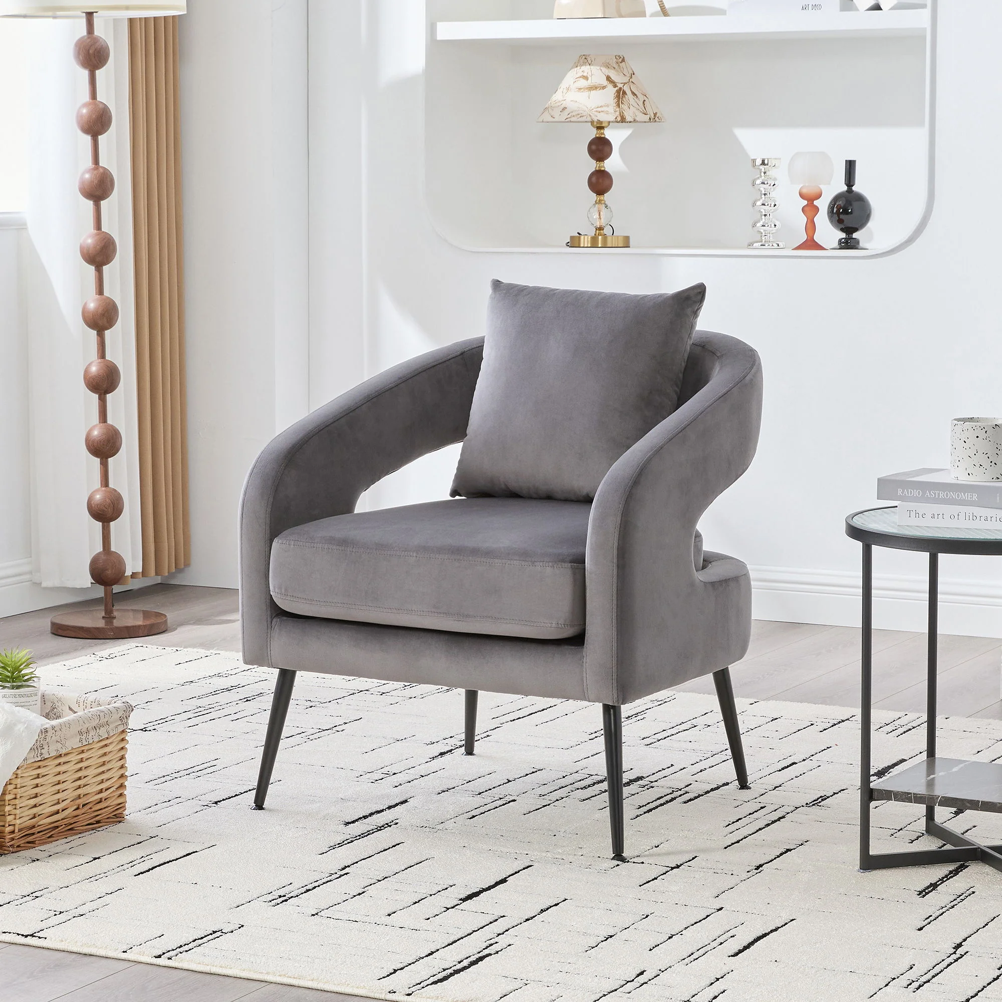 Open Back Accent Chair, Round Sofa Lounge Armchair - Image 24