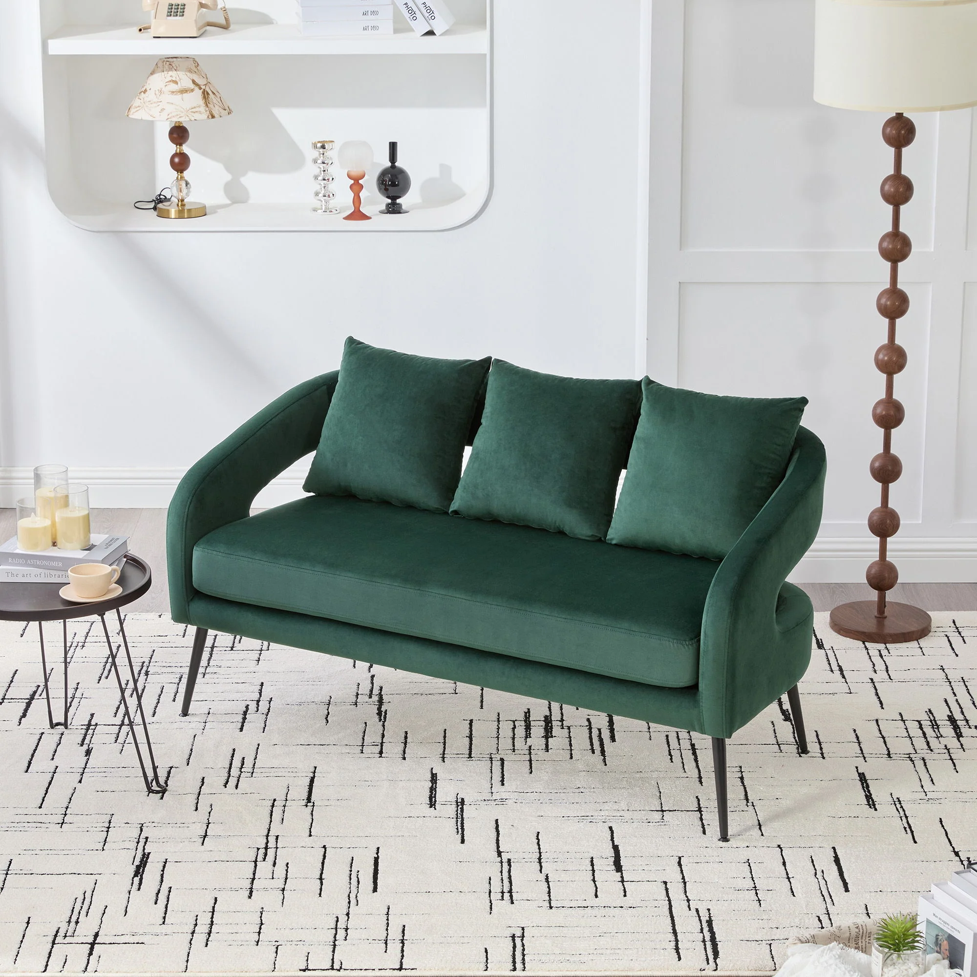 Open Back Loveseat Settee With 3 Pillows - Image 4