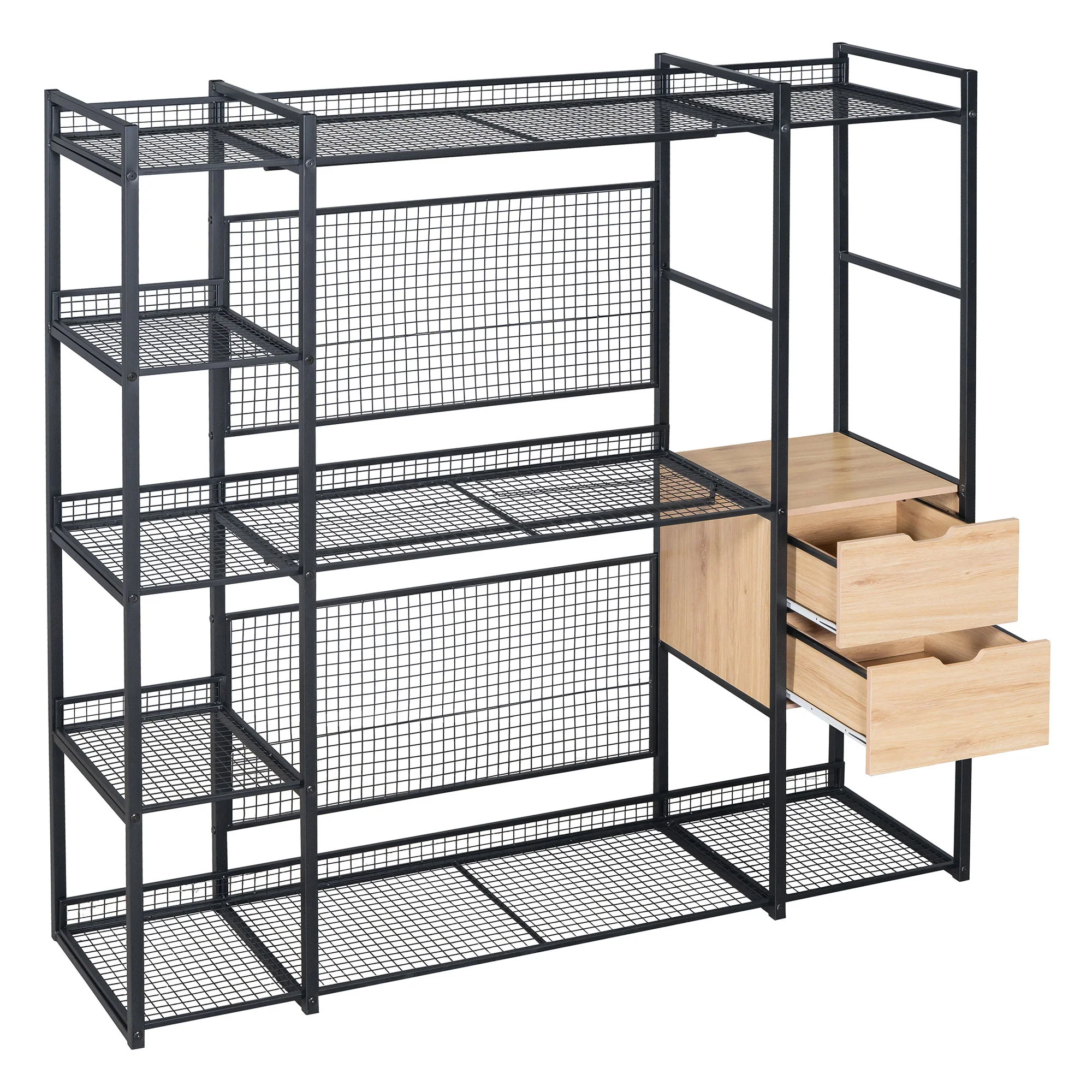 Open Style Wardrobe With Hanging Rails, Shelves And Drawers - Image 8