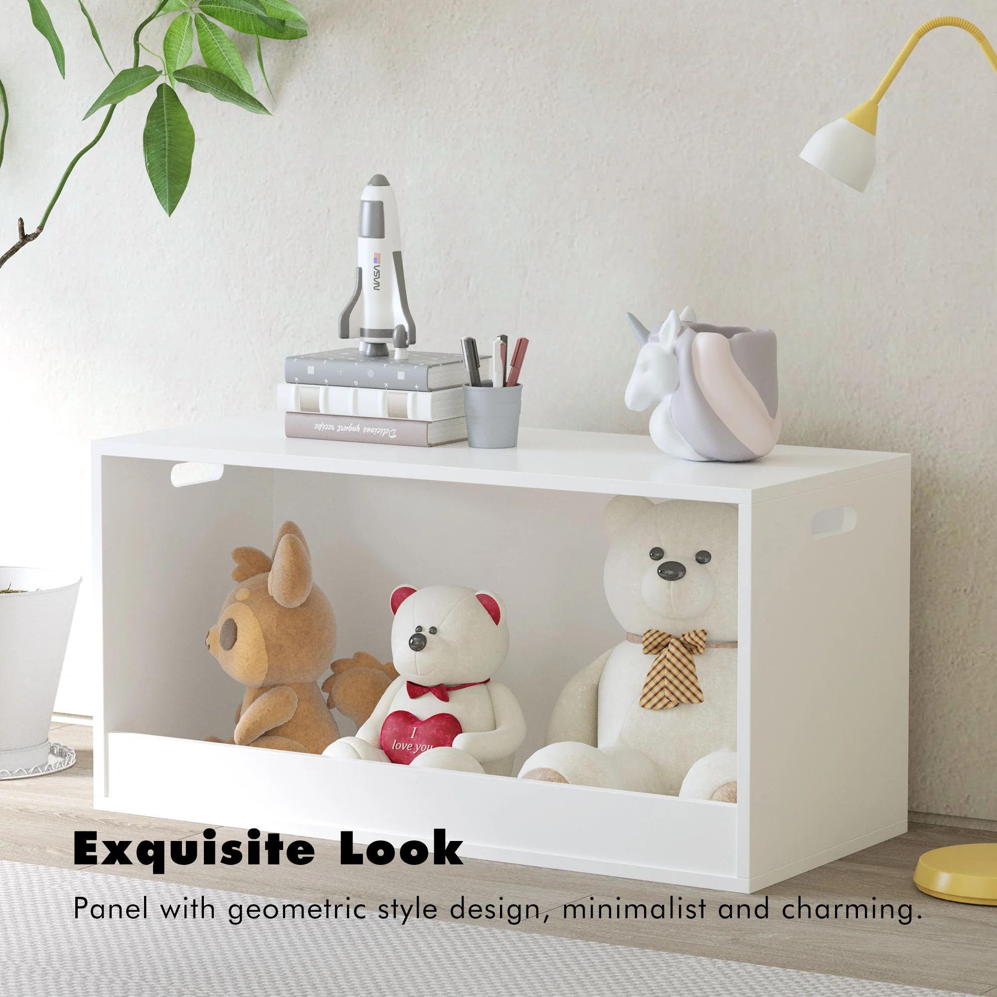 Open Toy Storage Box For Kids, Organizer Bin For Plush Toys, Books - White - Image 8