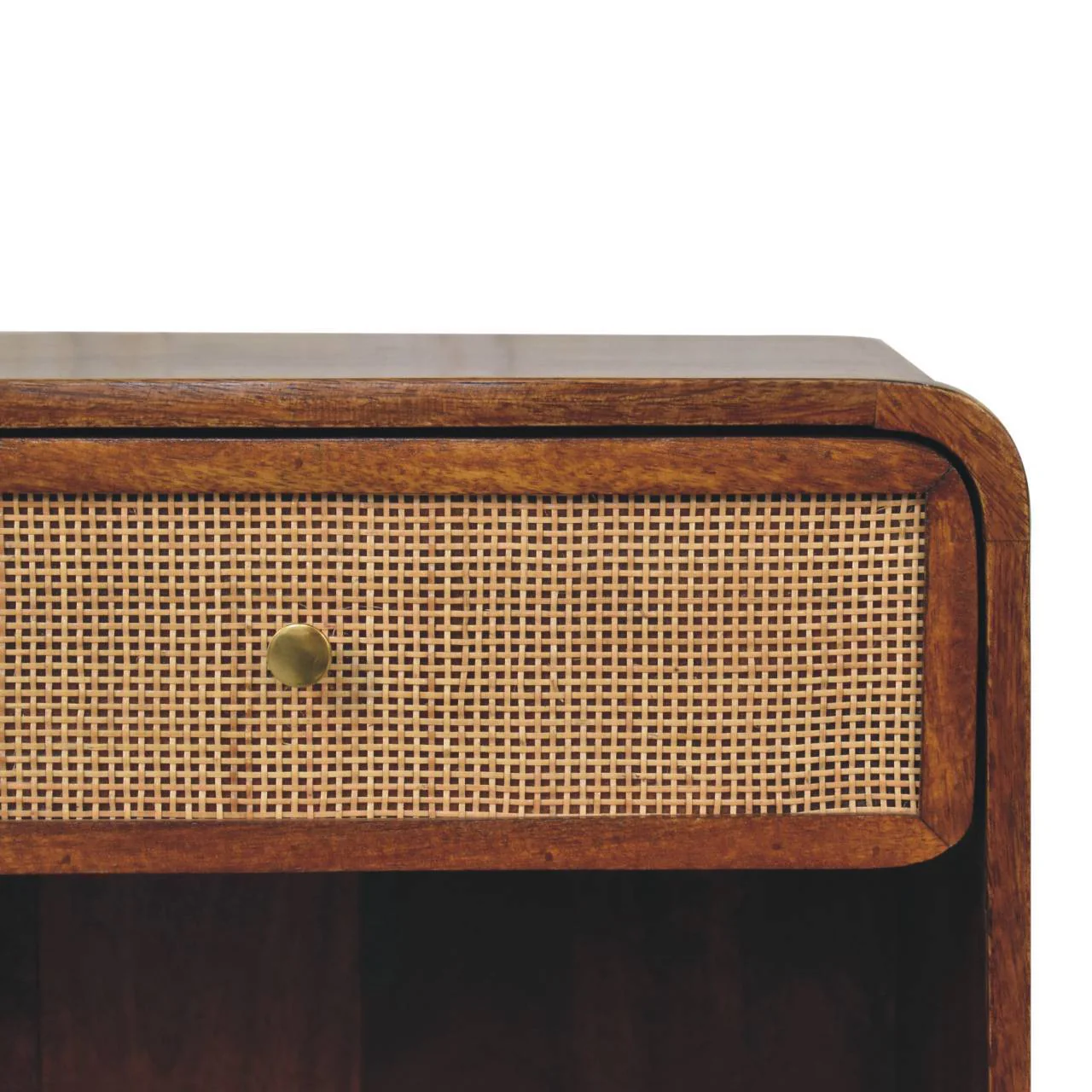 Open Woven Bedside Table, 1 Drawer - Chestnut - Image 4