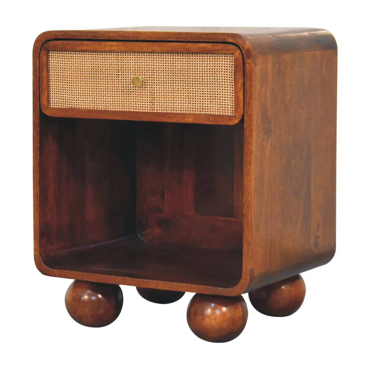 Open Woven Bedside Table, 1 Drawer - Chestnut - Image 6