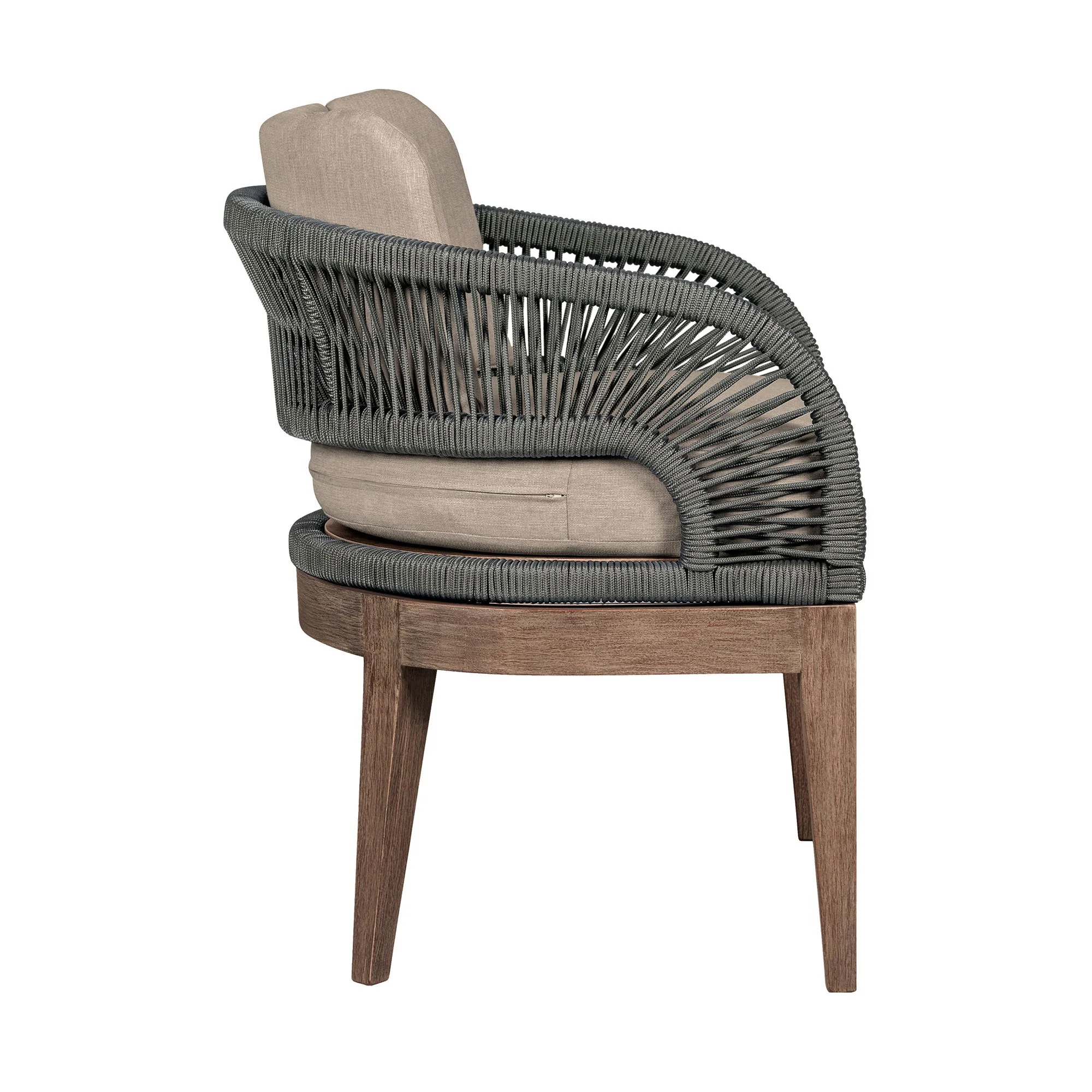 Orbit - Outdoor Patio Dining Chair - Weathered Eucalyptus / Taupe - Image 4