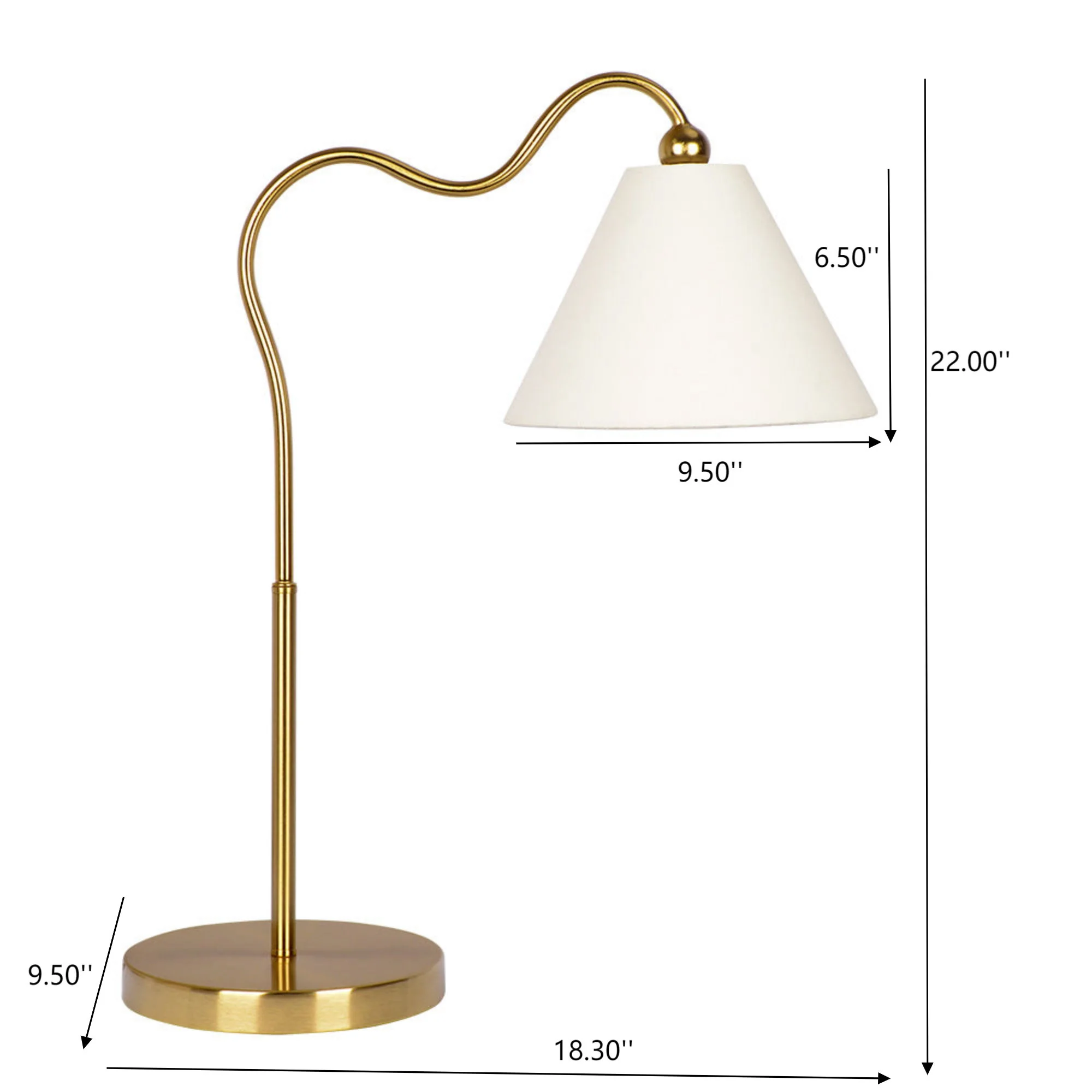 Ornate - Ring Base Curved Table Lamp With Triangle Drum Shade - Gold / White - Image 3