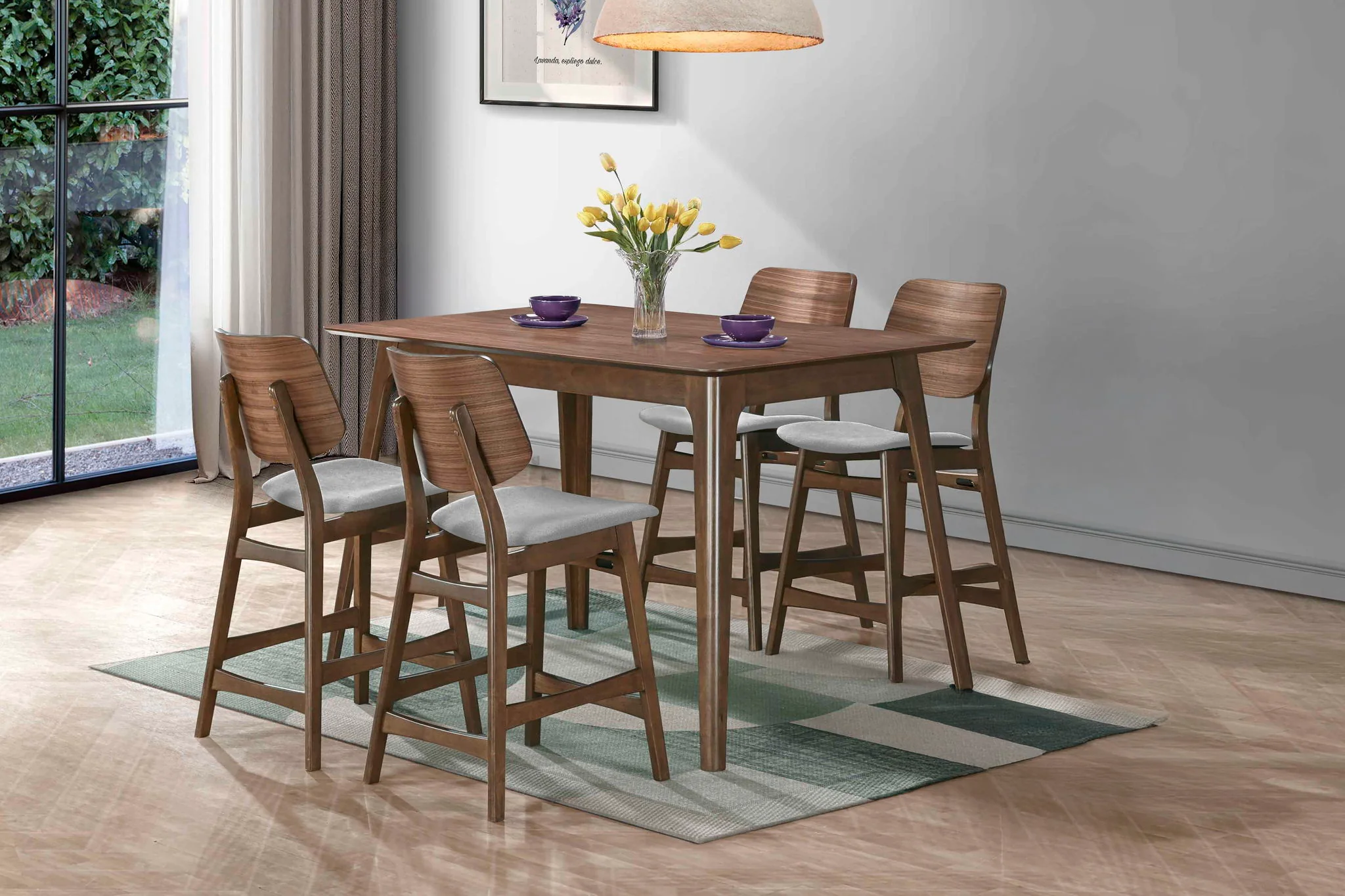 Oscar - Counter Table Set - Walnut - Image 4