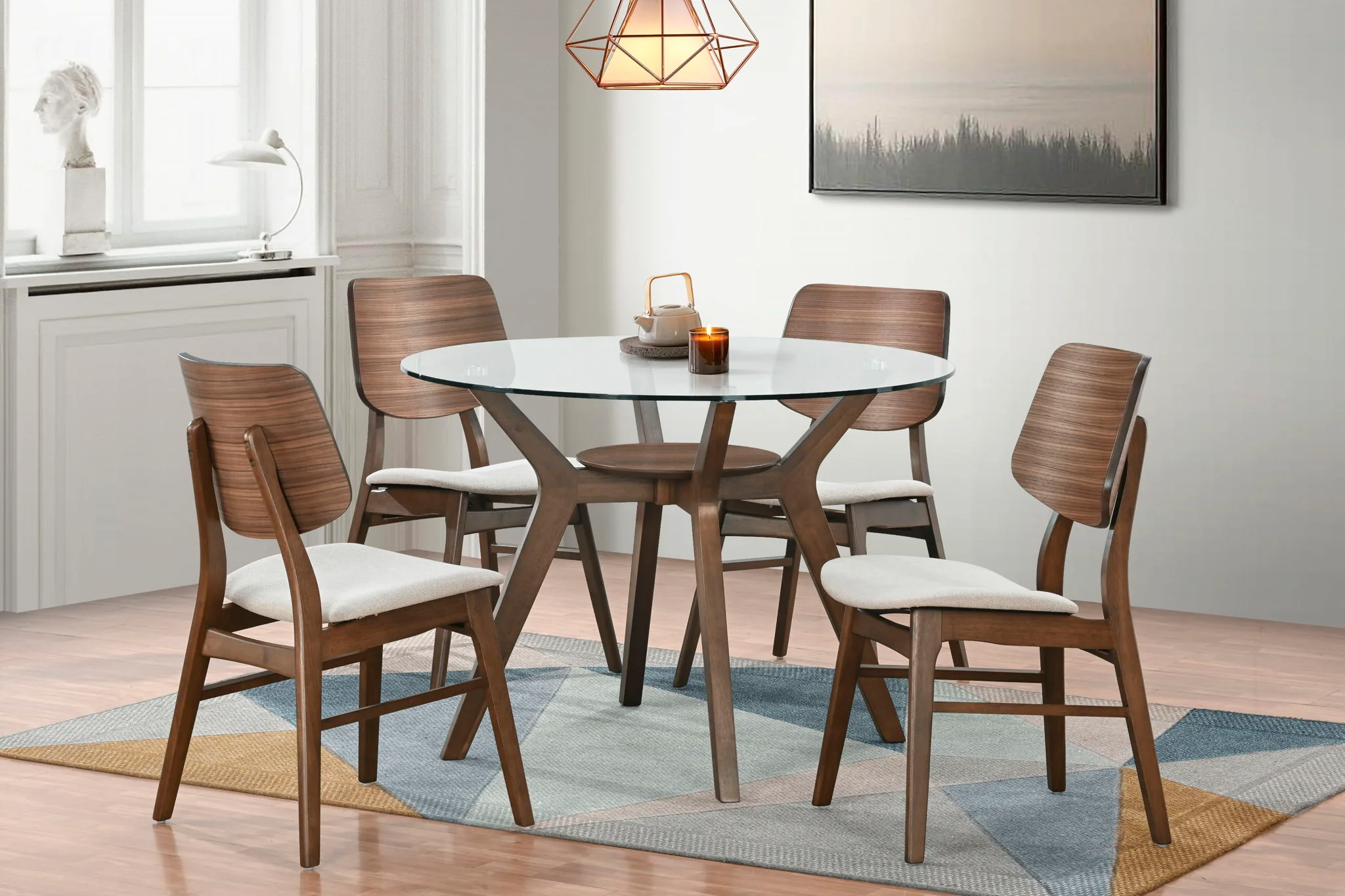Oscar - Round Glass Dining Table Set - Image 3
