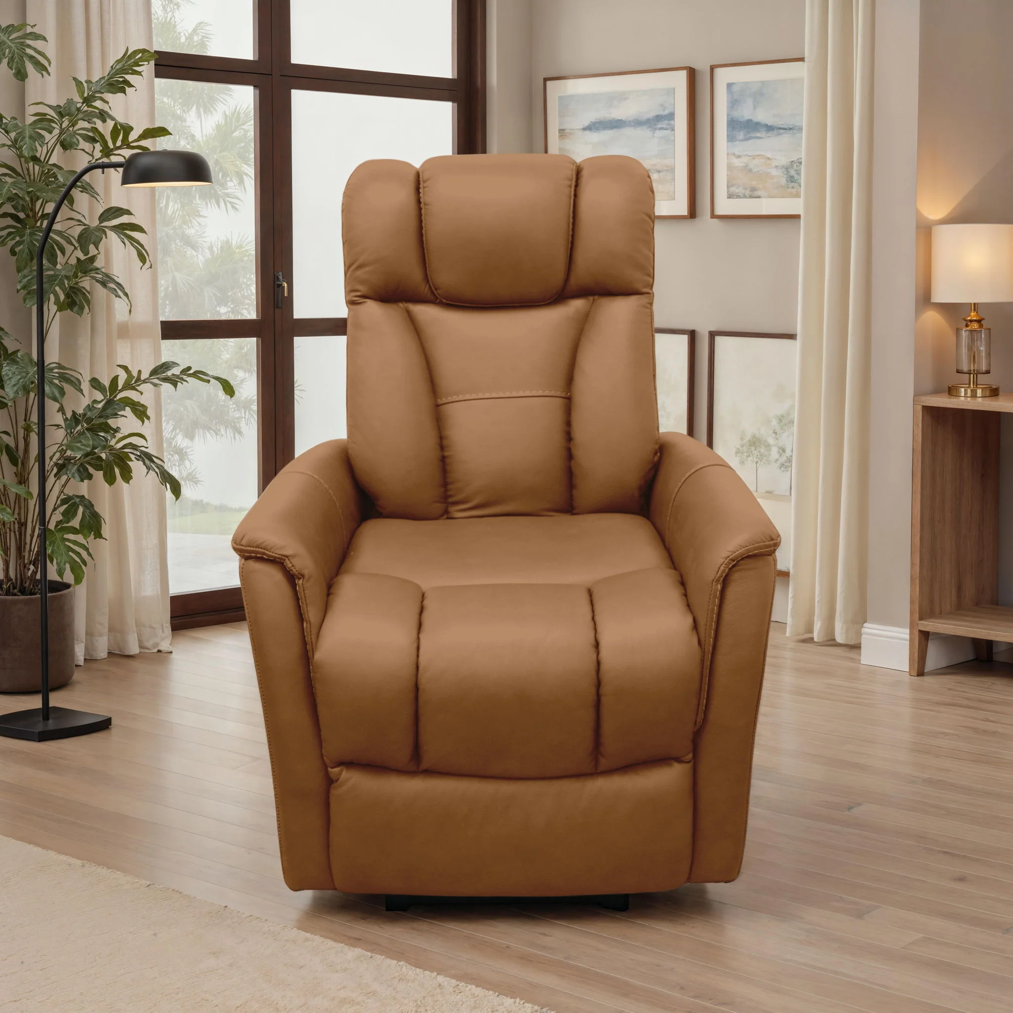 Oslo - Power Recliner With Manual Adjustable Headrest And Power Footrest - Brown - Image 5