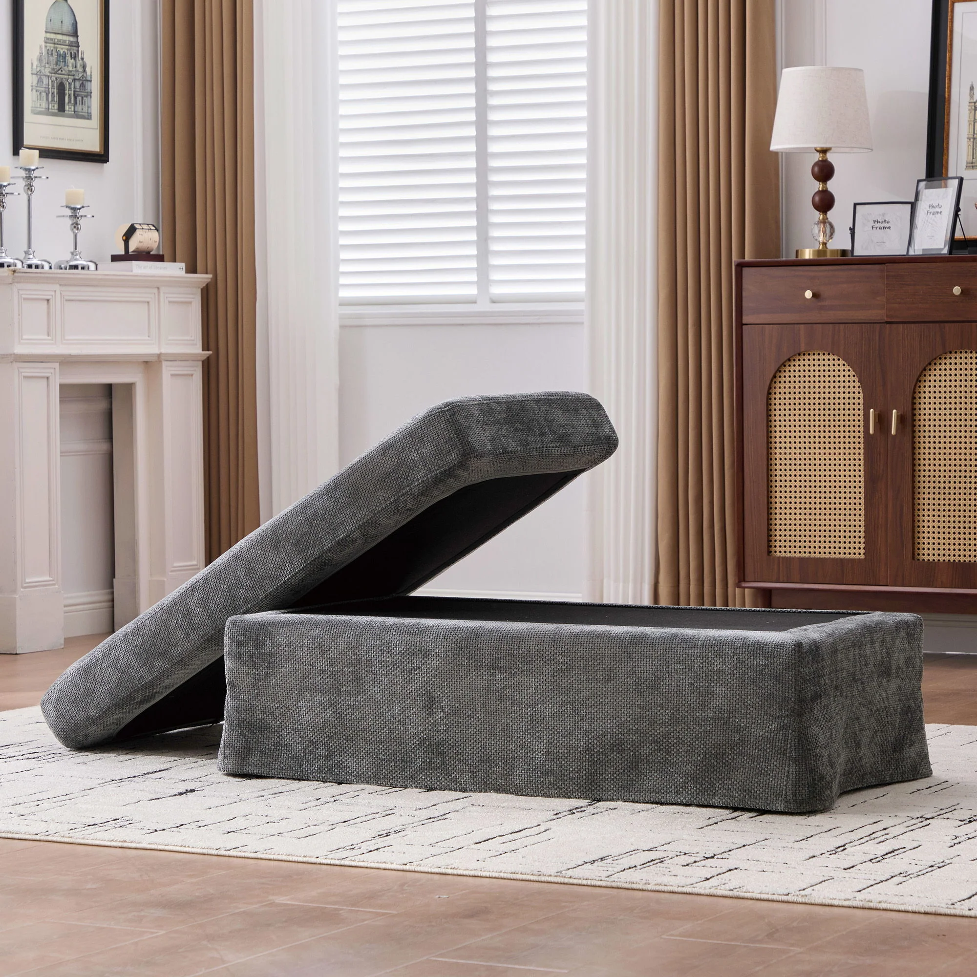 Ottoman Foot Stool With Metal Legs - Image 6