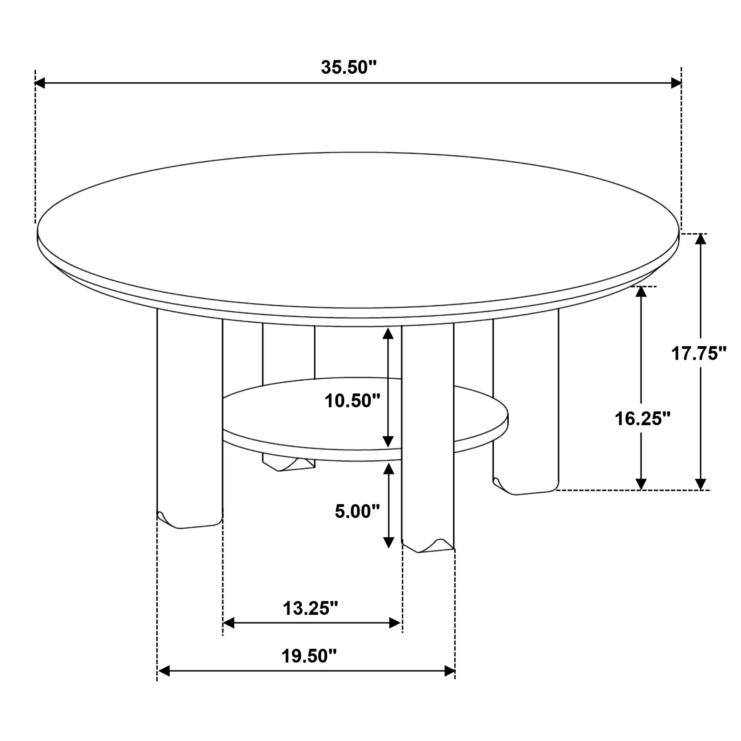 Ottowa 35-Inch Round Wood Cocktail Coffee Table Brown - Image 6