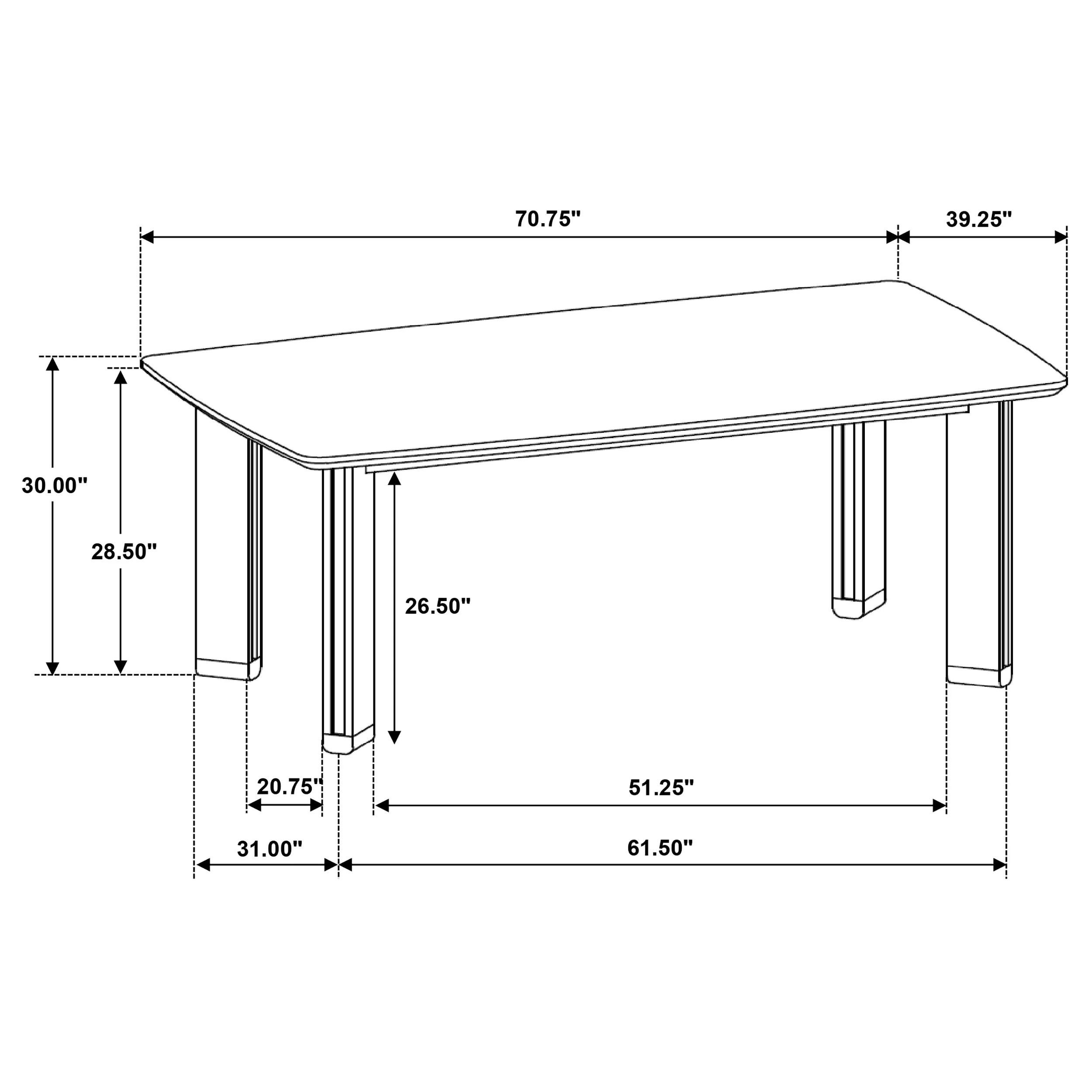 Ottowa 71-Inch Rectangular Dining Table Brown - Image 7