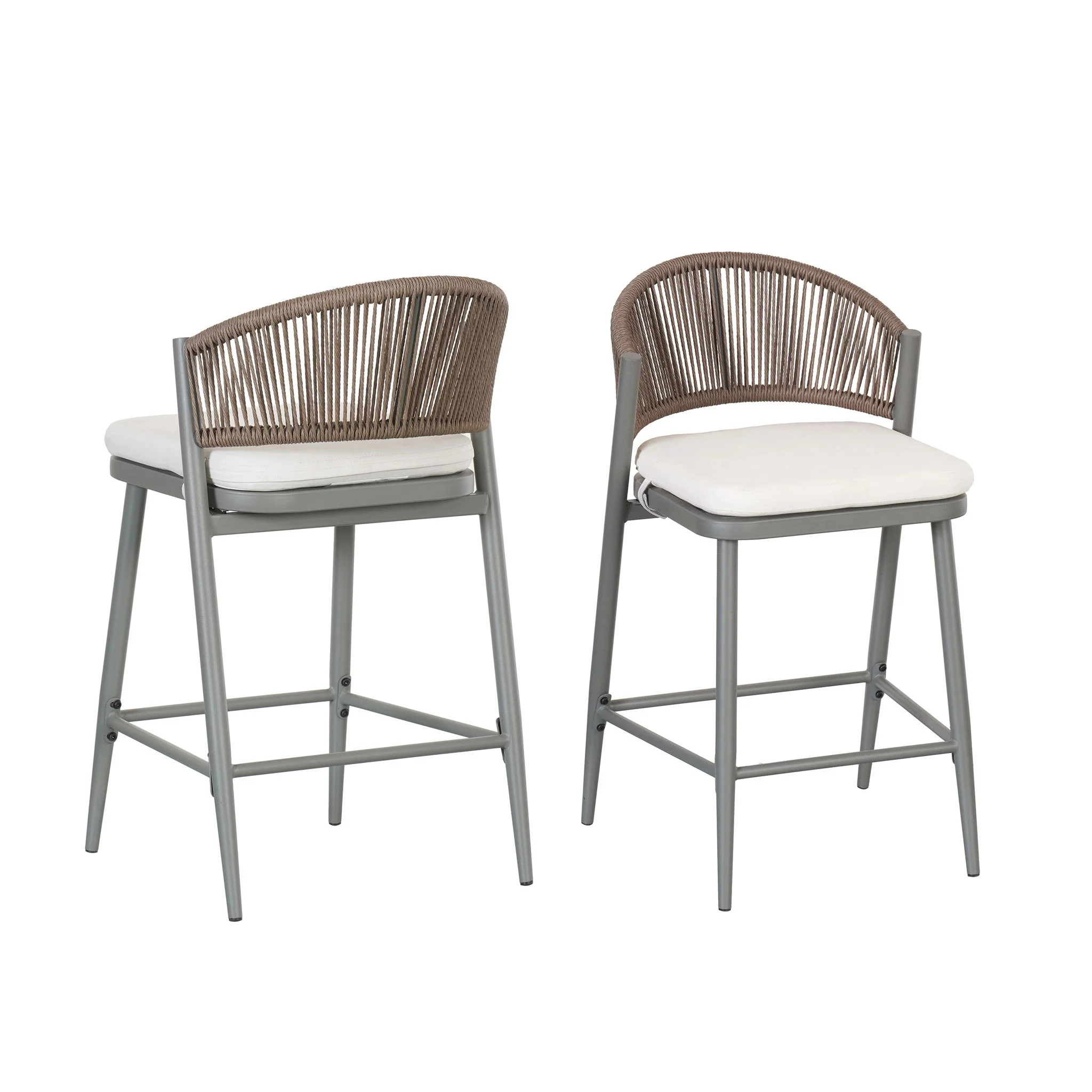 Outdoor 26" Counter Height Metal Frame Counter Stools With Scallop Shaped Backrest & Water Resistant Cushions - Image 20