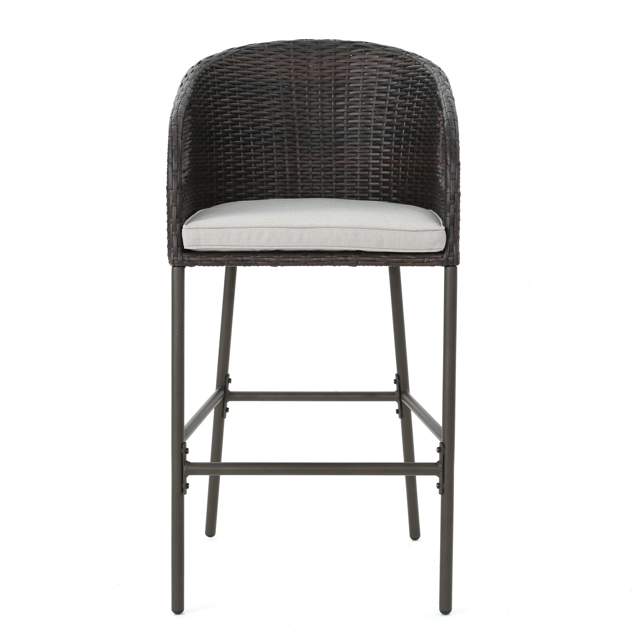 Outdoor 31" Rattan Barstools With Waterproof Cushions (Set of 2) - Multi Brown - Image 9