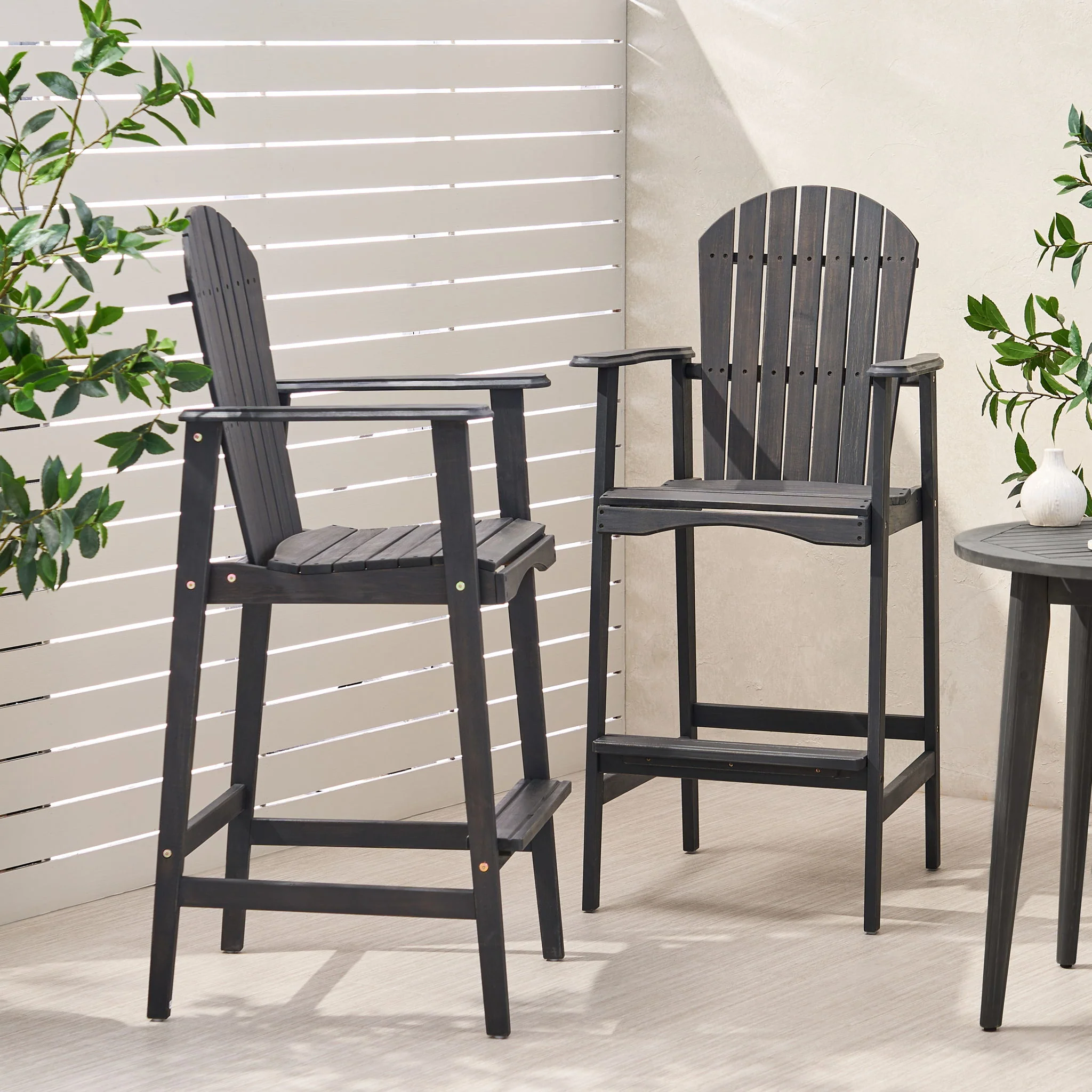 Outdoor Acacia Wood Adirondack Barstools (Set of 2) - Image 13