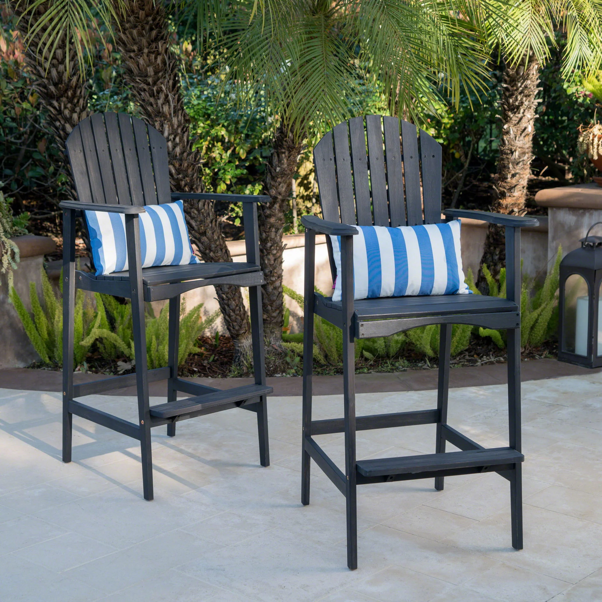 Outdoor Acacia Wood Adirondack Barstools (Set of 2) - Image 8
