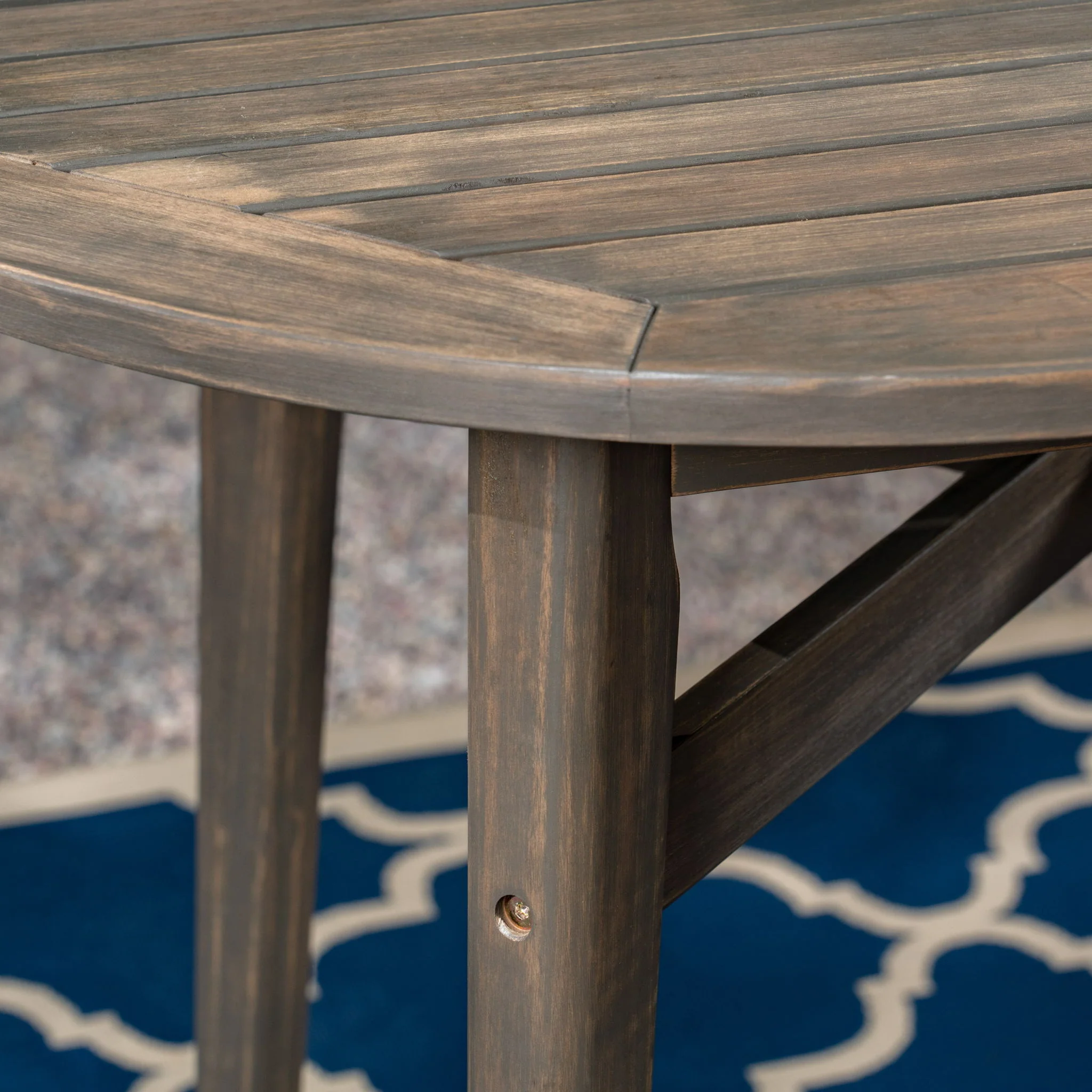 Outdoor Acacia Wood Bar Table With Slat Top - Image 2
