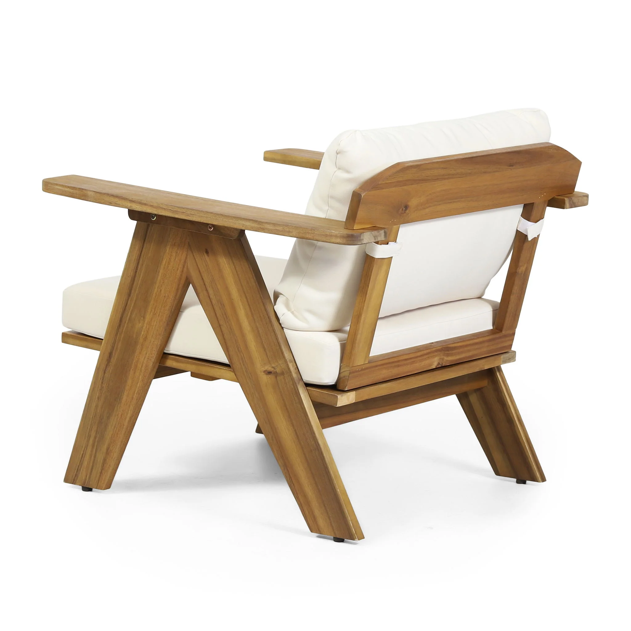Outdoor Acacia Wood Club Chairs With Cushions (Set of 2) - Teak / Beige - Image 7