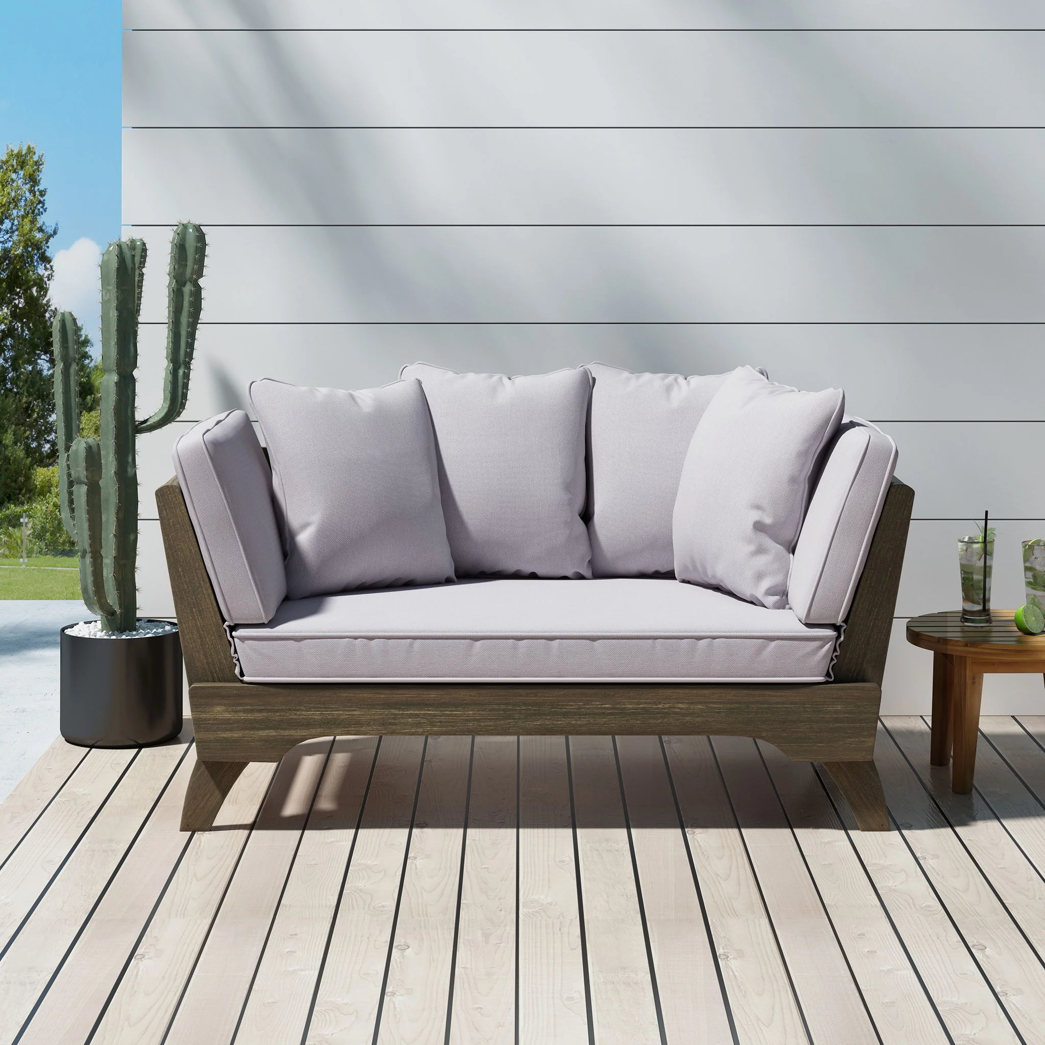 Outdoor Acacia Wood Expandable Daybed With Cushions - Image 10