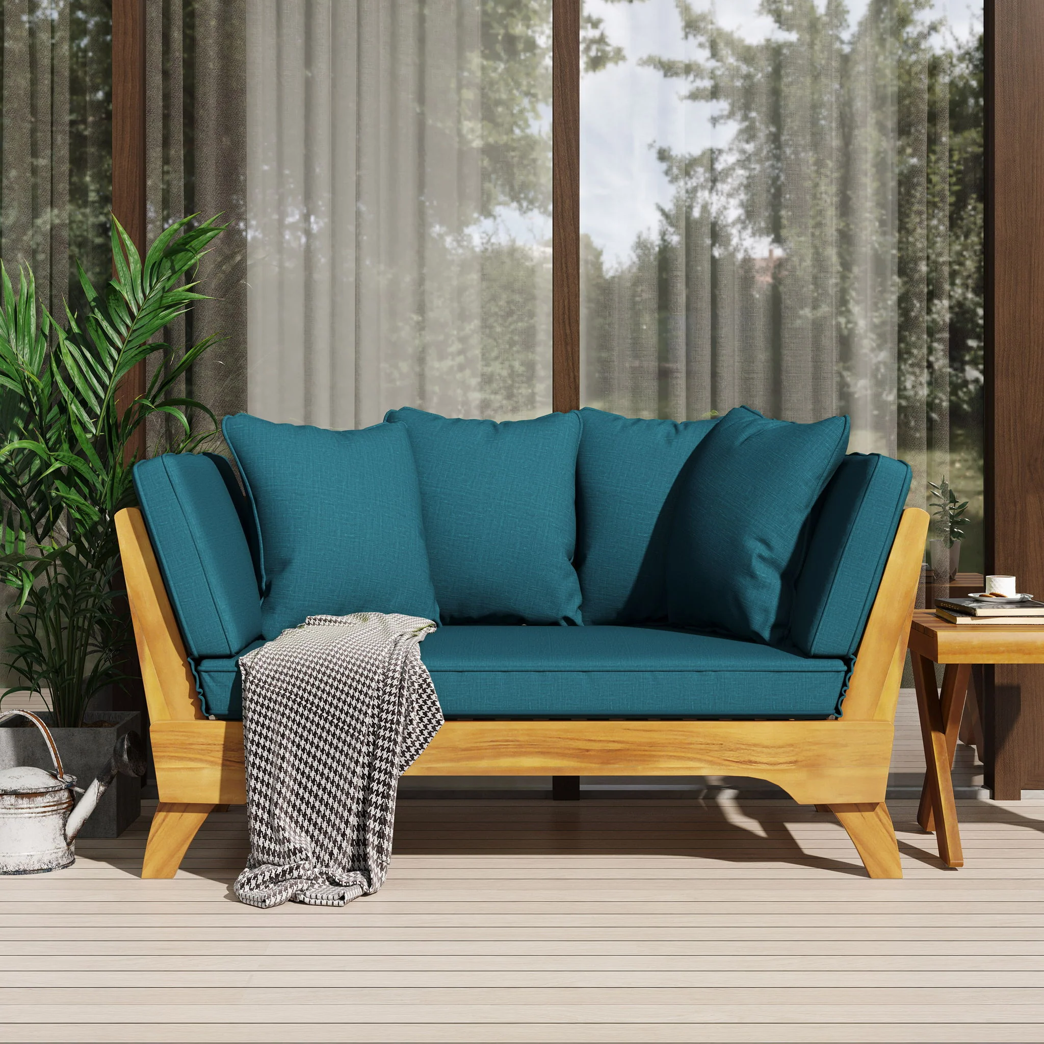 Outdoor Acacia Wood Expandable Daybed With Cushions - Image 19