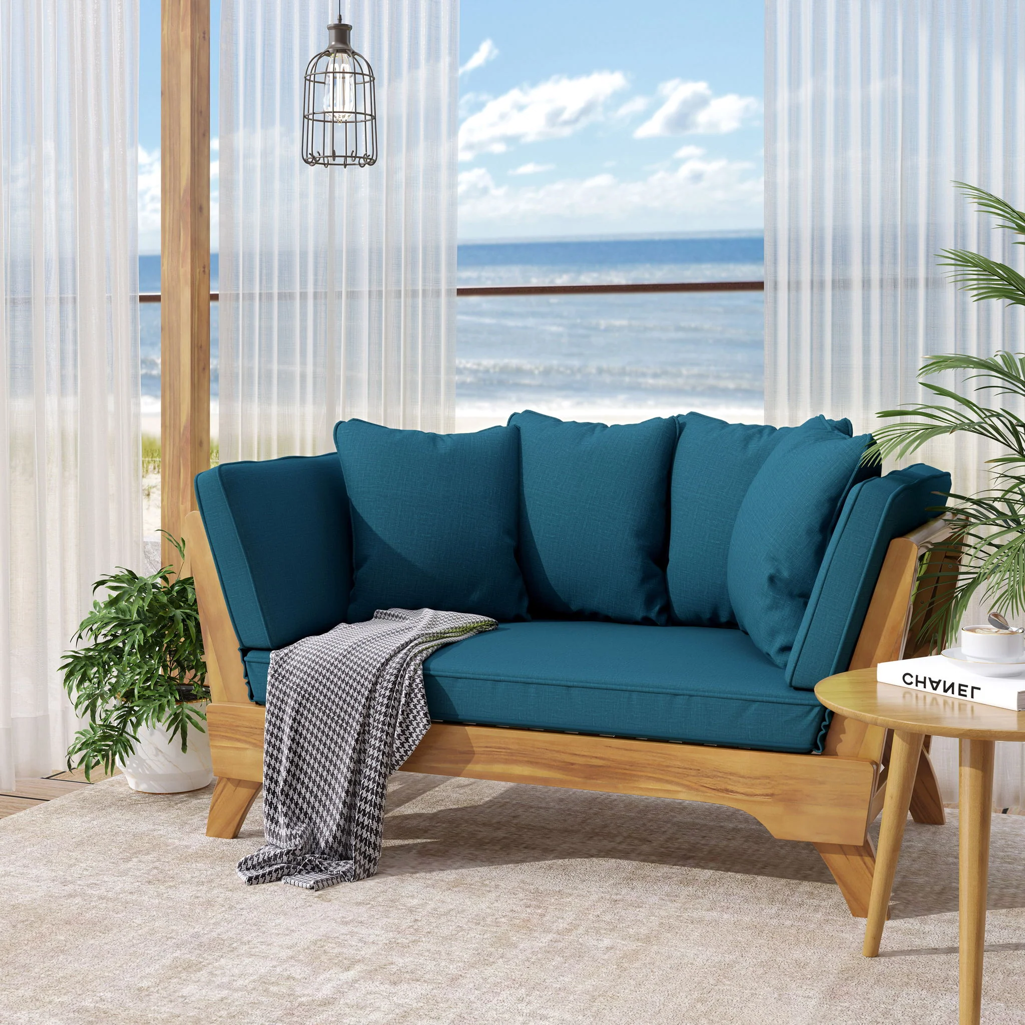 Outdoor Acacia Wood Expandable Daybed With Cushions - Image 30