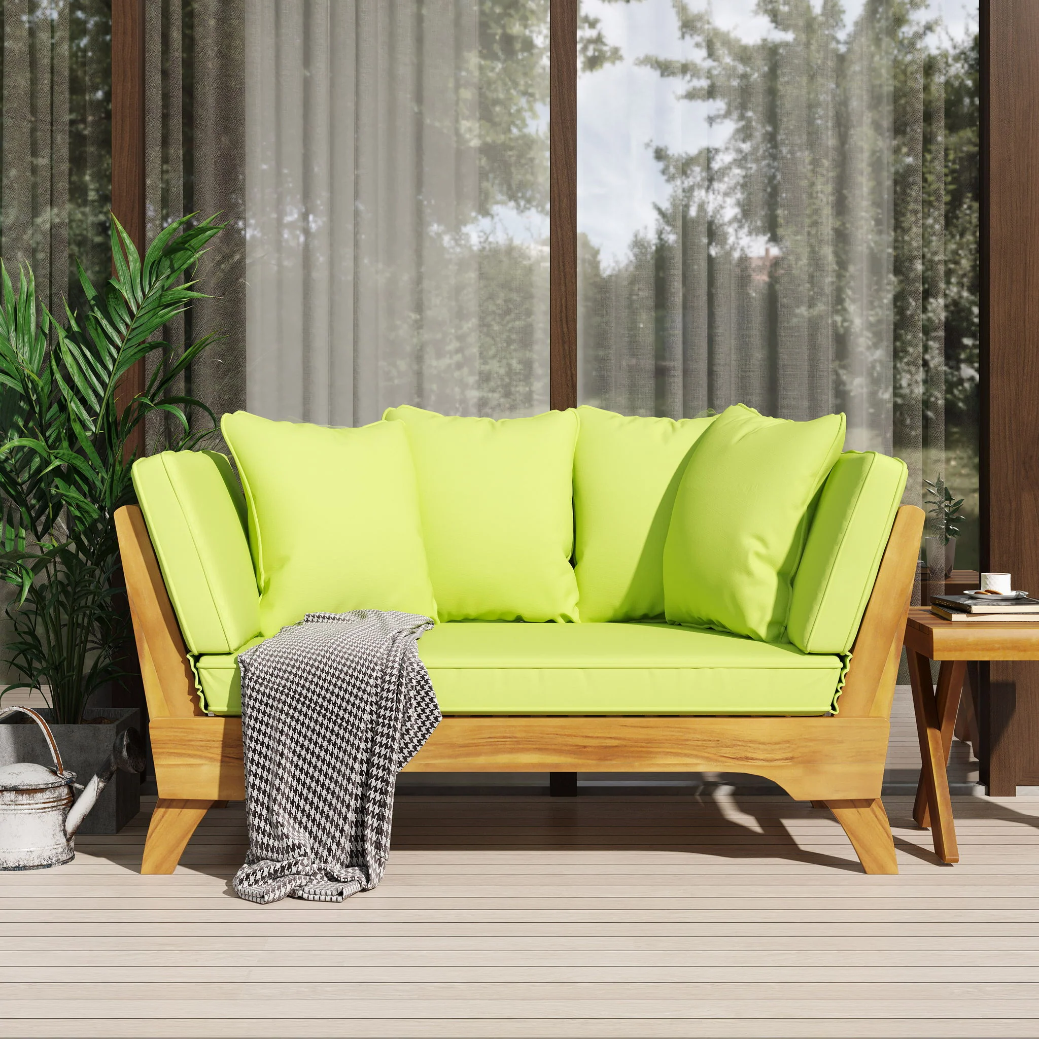 Outdoor Acacia Wood Expandable Daybed With Cushions - Image 32