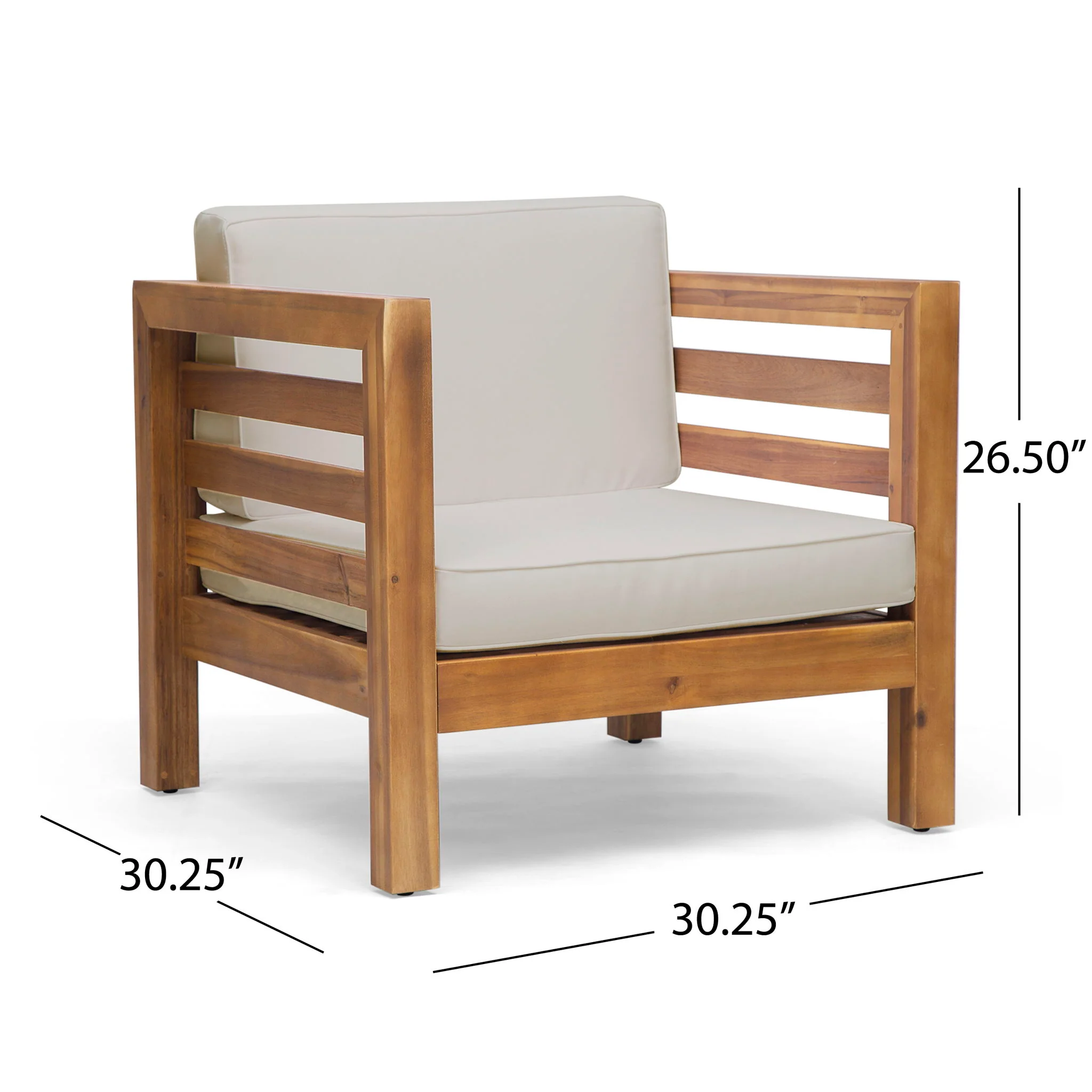 Outdoor Acacia Wood Patio Chair With Fabric Cushion - Image 8