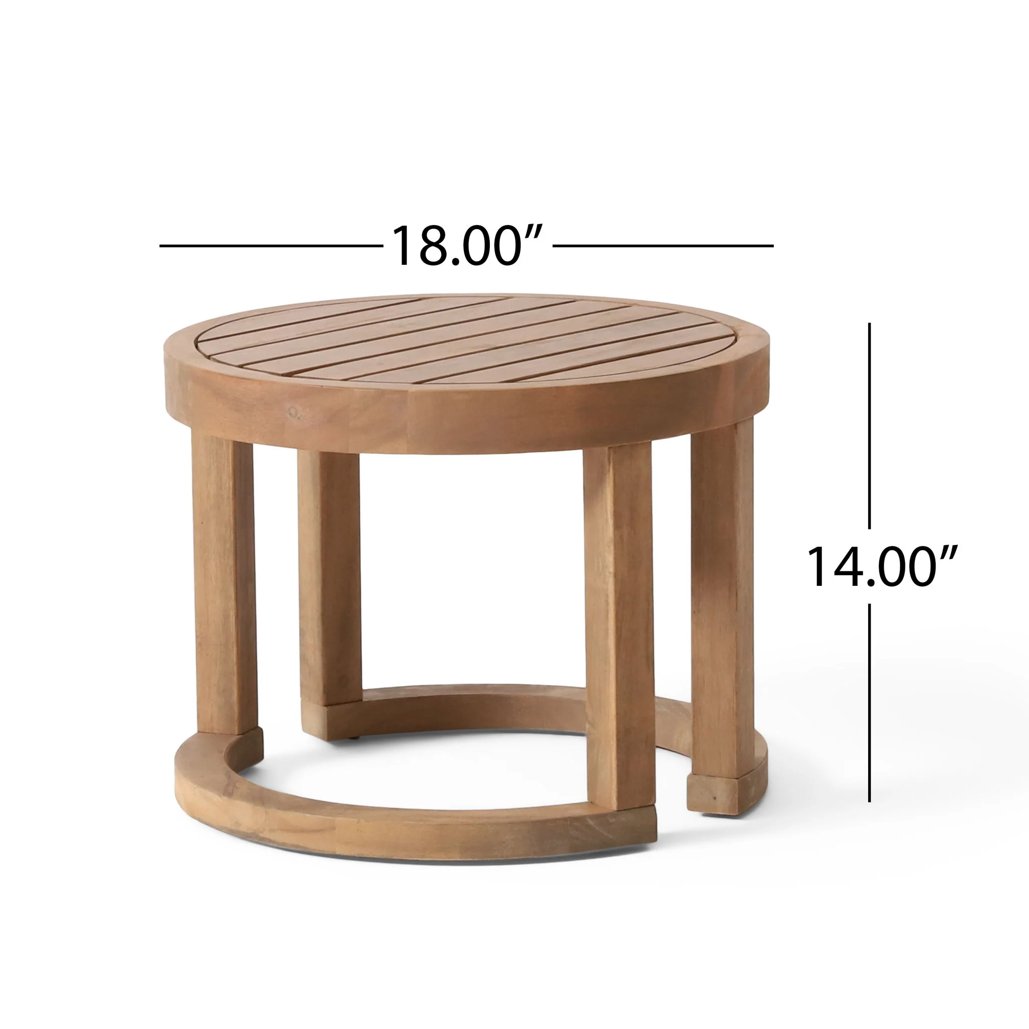 Outdoor Acacia Wood Side Table, Solid Side Table For Patio, Pool, Porch - Brown Wash - Image 8