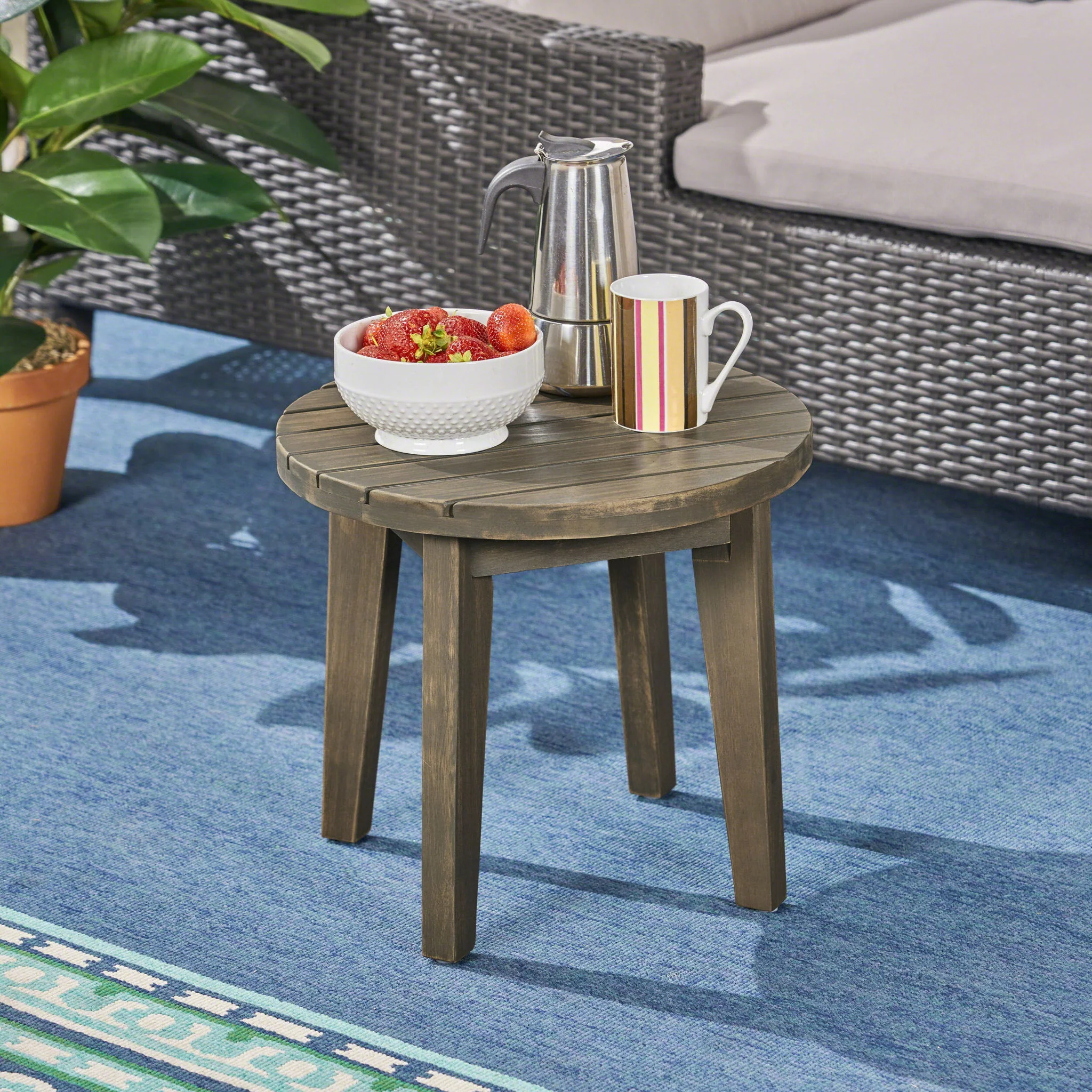 Outdoor Acacia Wood Side Table With Weather Resistance - Image 18