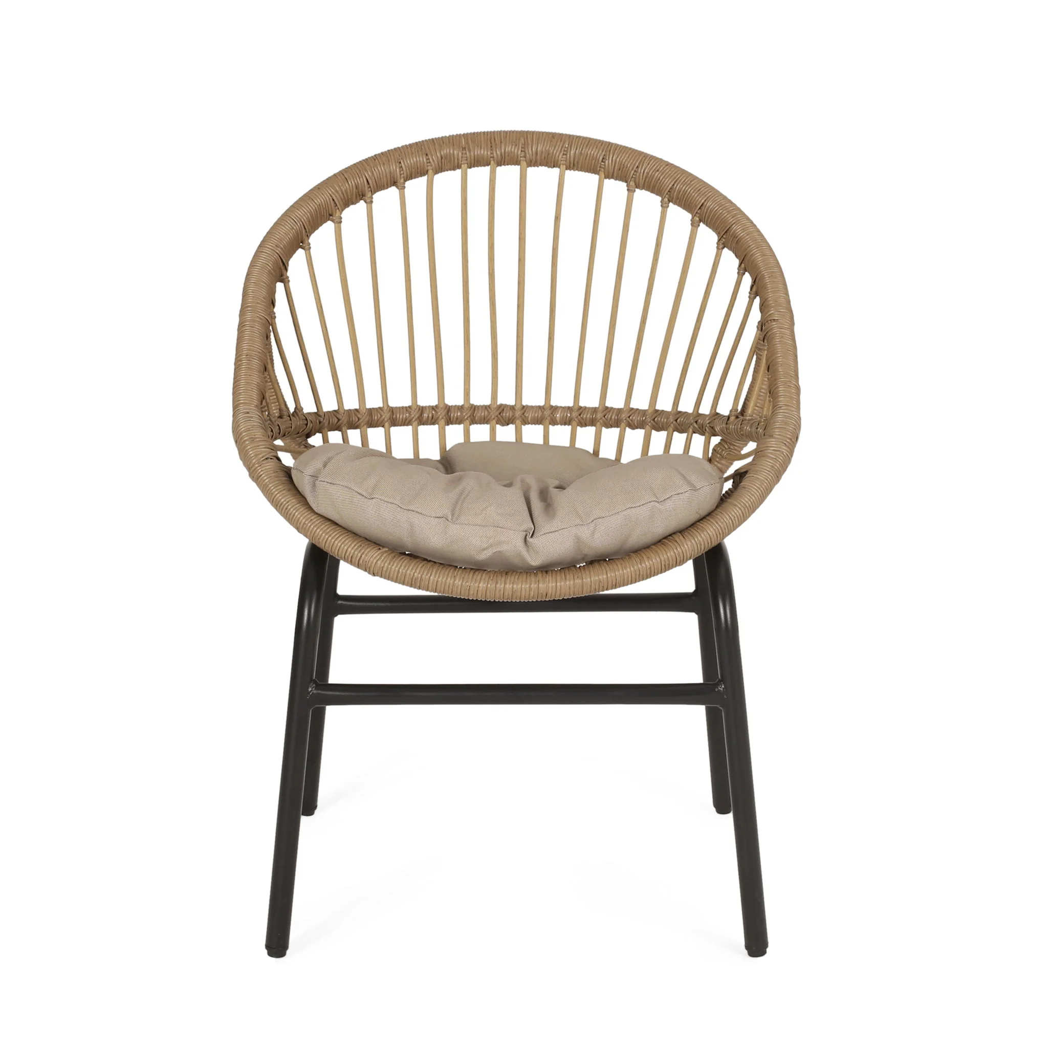 Outdoor Accent Chair With Curved Back And Basket Frame, (Set of 2) - Light Brown / Beige - Image 9