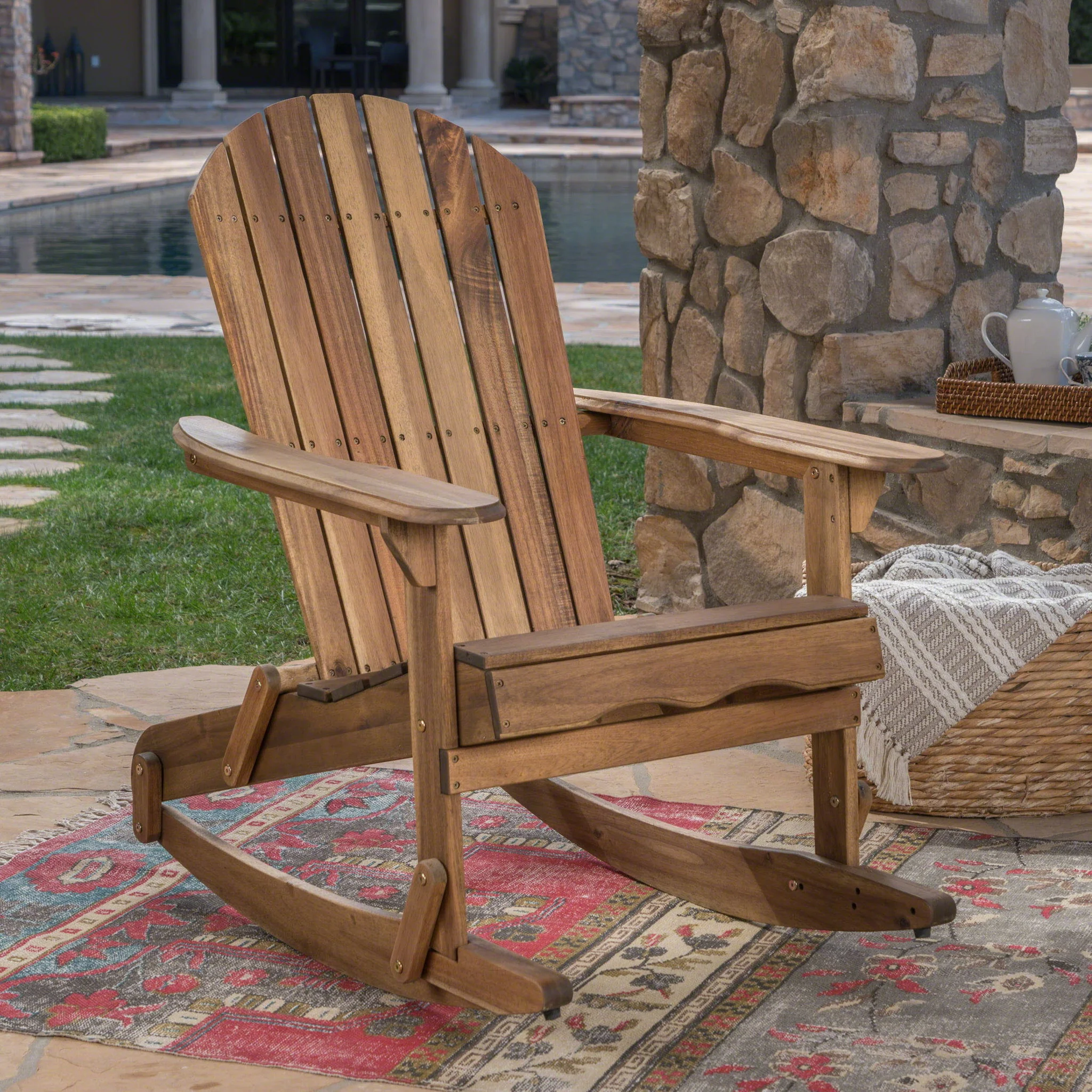 Outdoor Adirondack Rocking Chair With Hand Crafted Details - Image 16