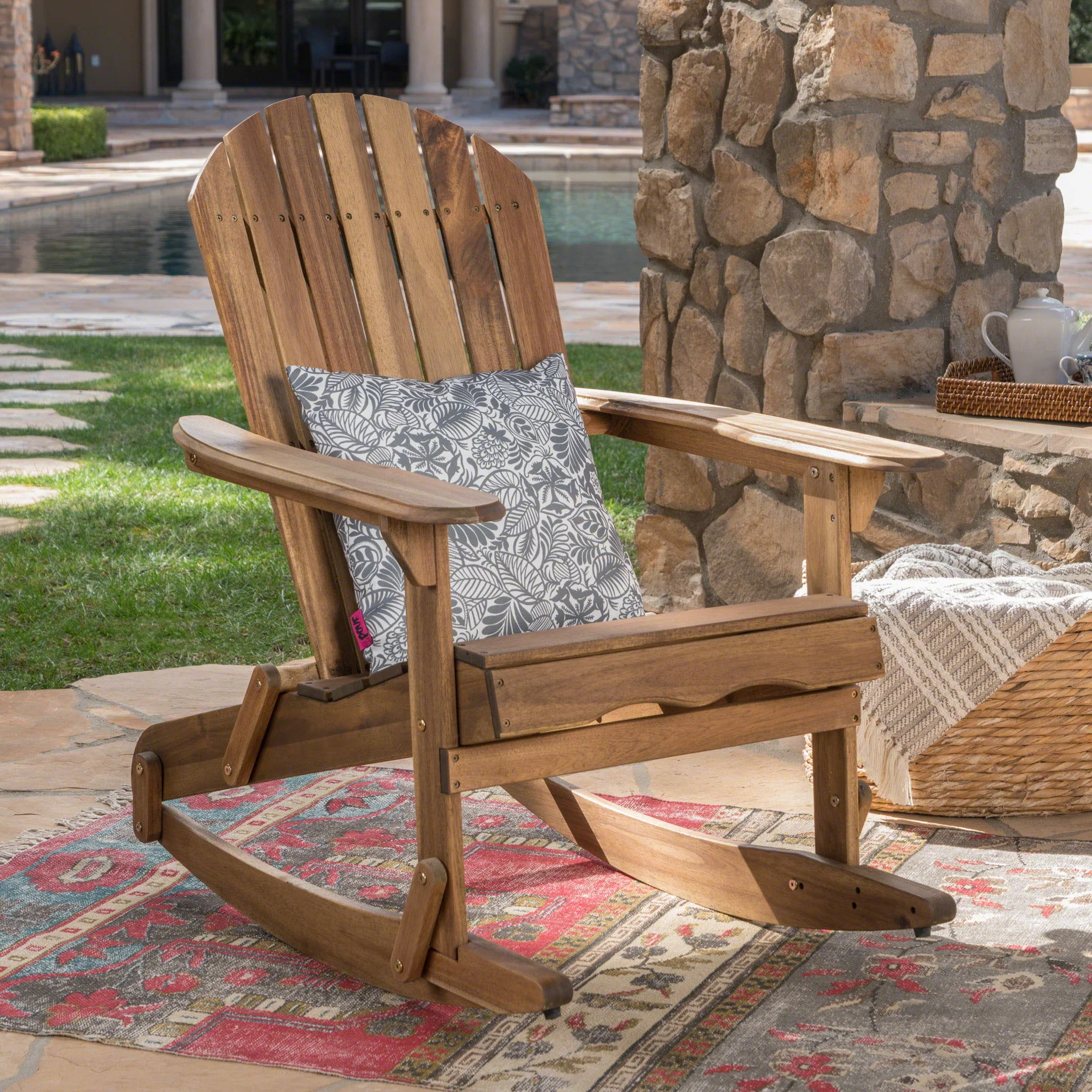 Outdoor Adirondack Rocking Chair With Hand Crafted Details - Image 17