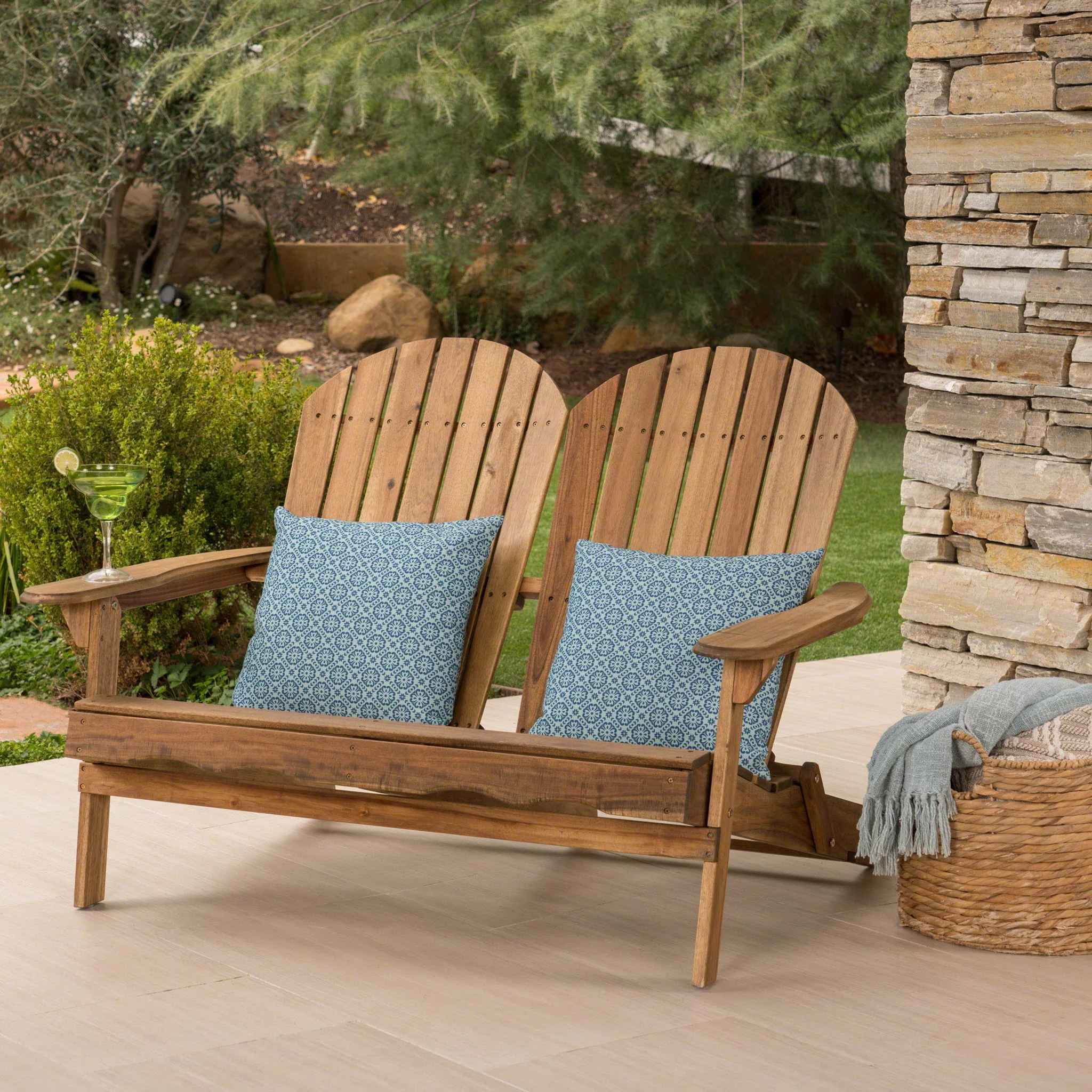 Outdoor Adirondack Rocking Loveseat With Hand Crafted Details - Image 18