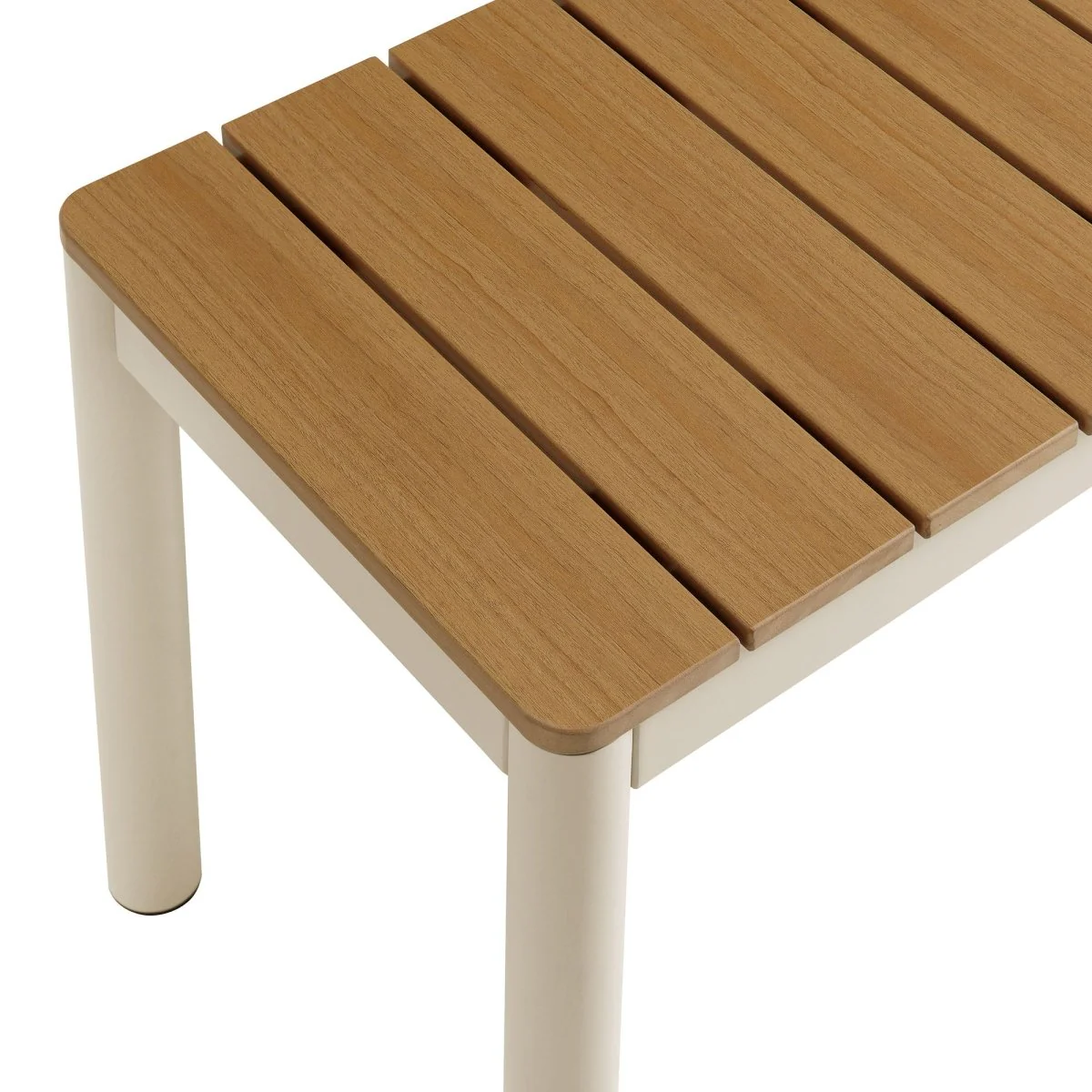 63" Outdoor Aluminum Bench with Faux Wood Top – Natural - Image 8