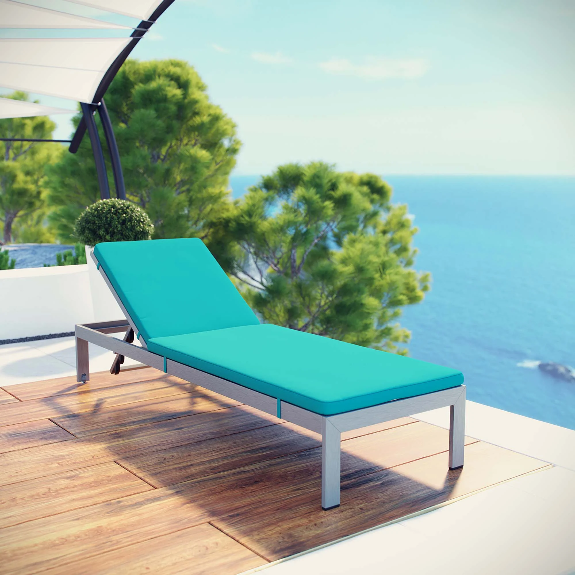 Outdoor Aluminum Chaise Lounge with Cushion for Patio, Poolside and Garden Relaxation - Image 5