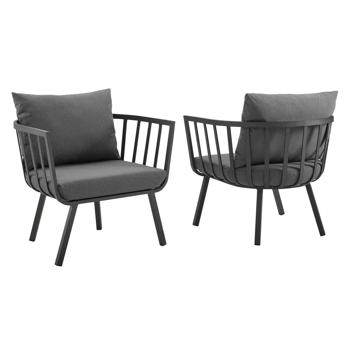 Outdoor Aluminum Patio Armchair Set of 2 Durable Weather-Resistant Seating for Porch