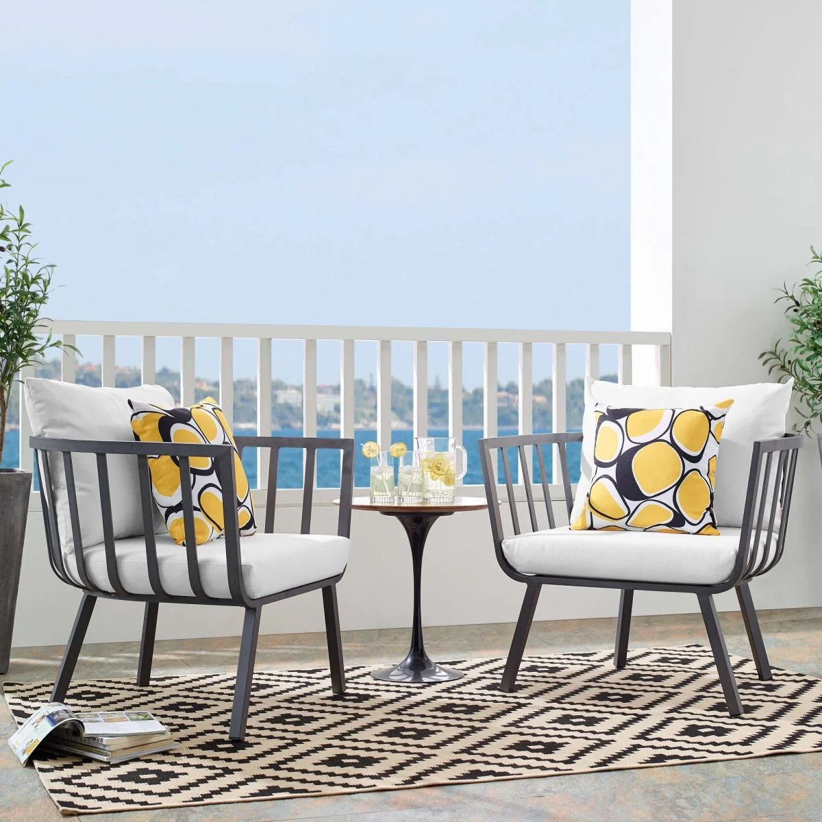 Outdoor Aluminum Patio Armchair Set of 2 Durable Weather-Resistant Seating for Porch - Image 16