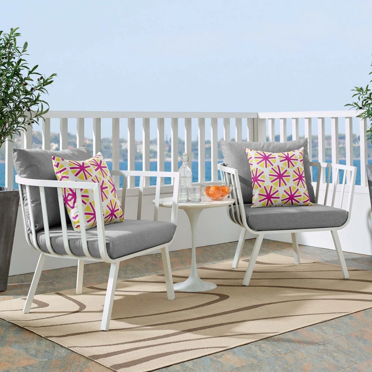 Outdoor Aluminum Patio Armchair Set of 2 Durable Weather-Resistant Seating for Porch - Image 24