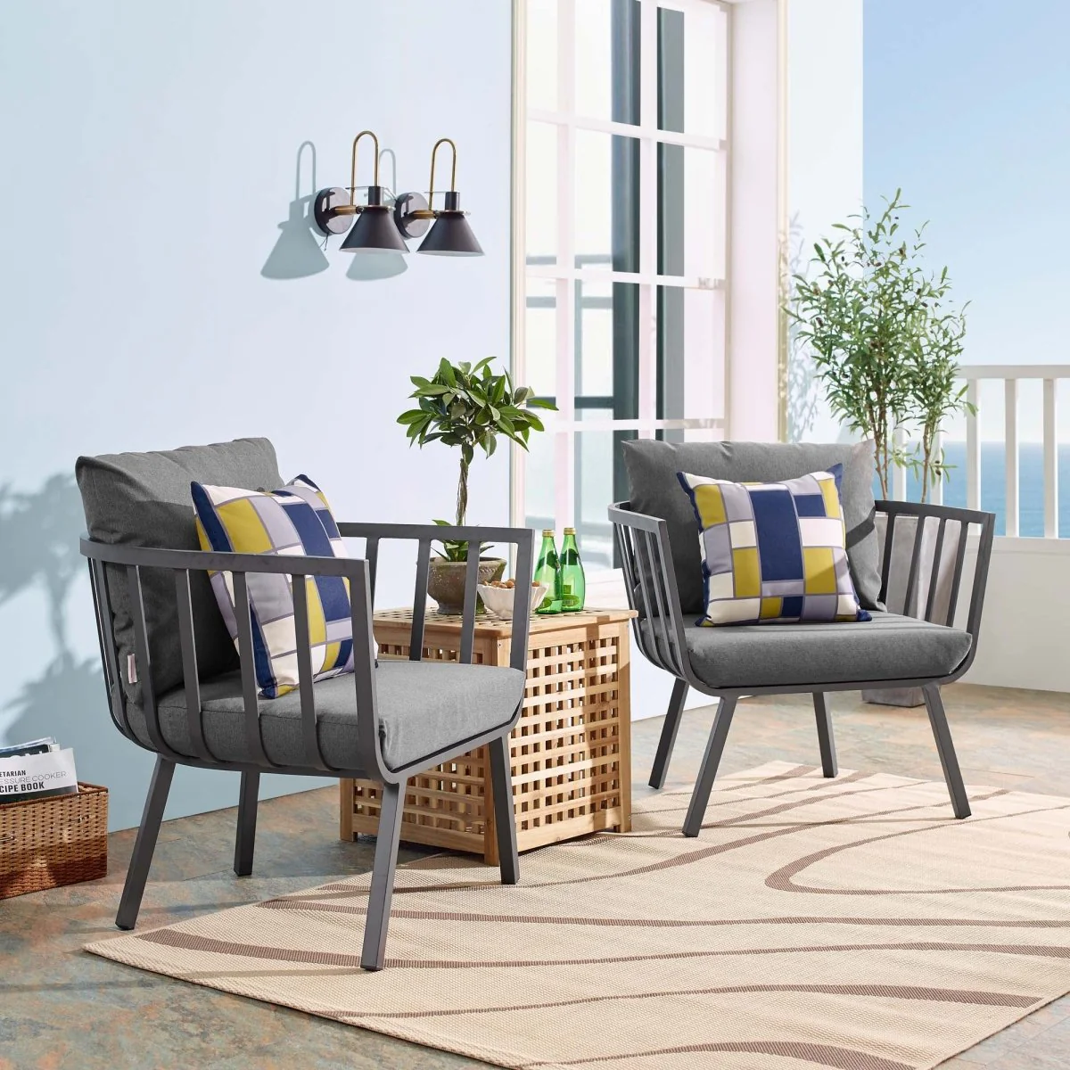 Outdoor Aluminum Patio Armchair Set of 2 Durable Weather-Resistant Seating for Porch - Image 8