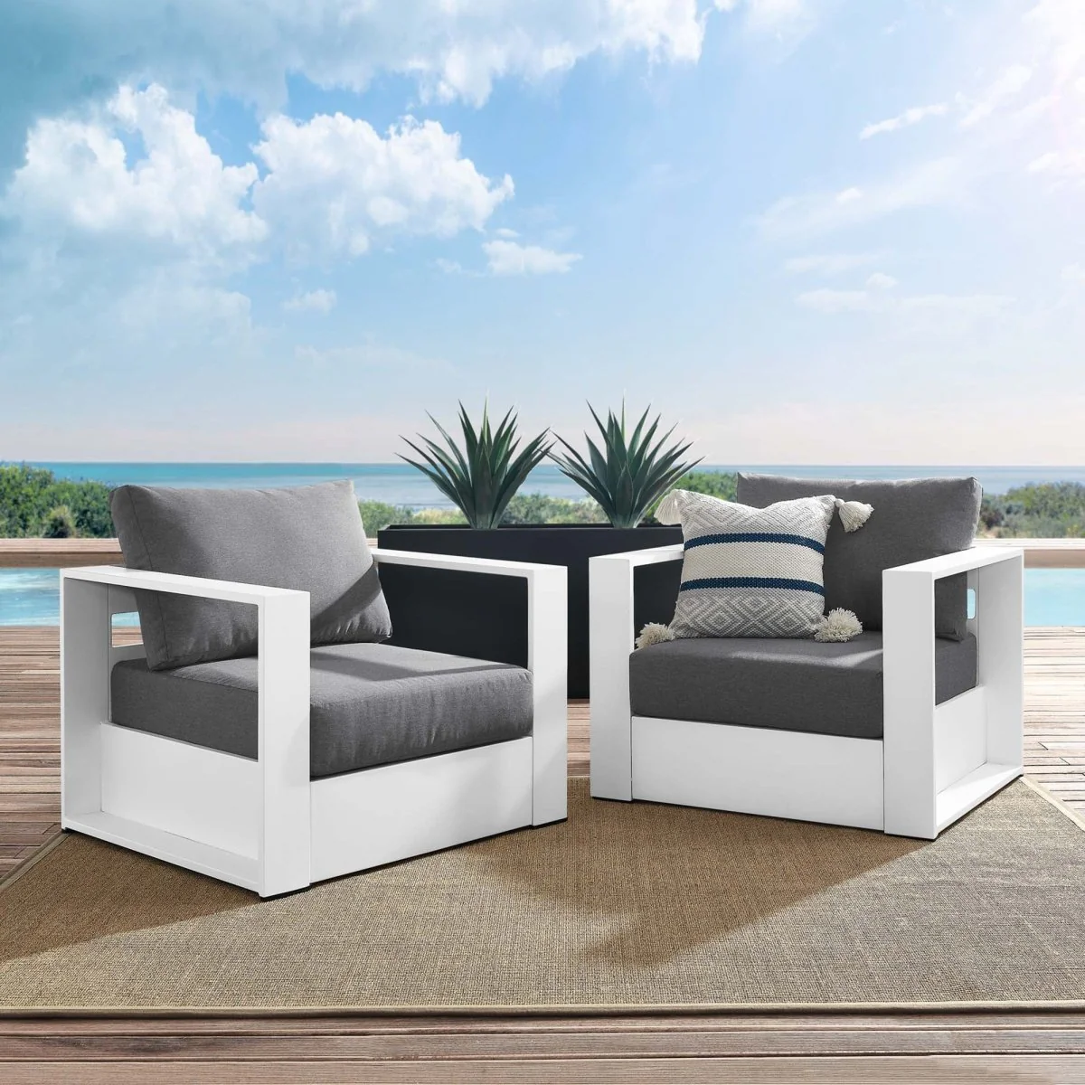 Outdoor Aluminum Patio Armchair Set of 2 with Durable Weather-Resistant Construction - Image 14